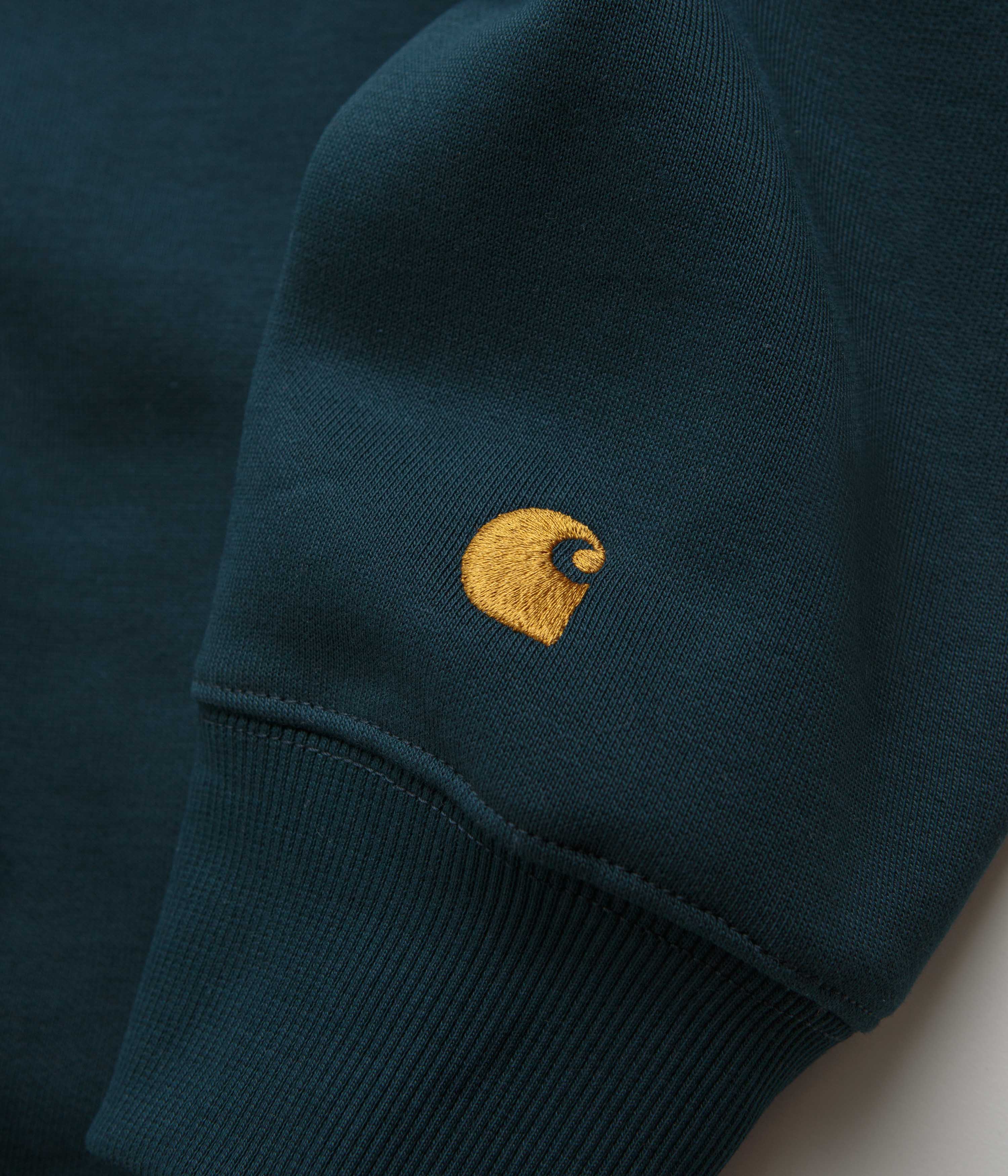 Carhartt Chase Zip Neck Sweatshirt - Duck Blue / Gold - Image 5
