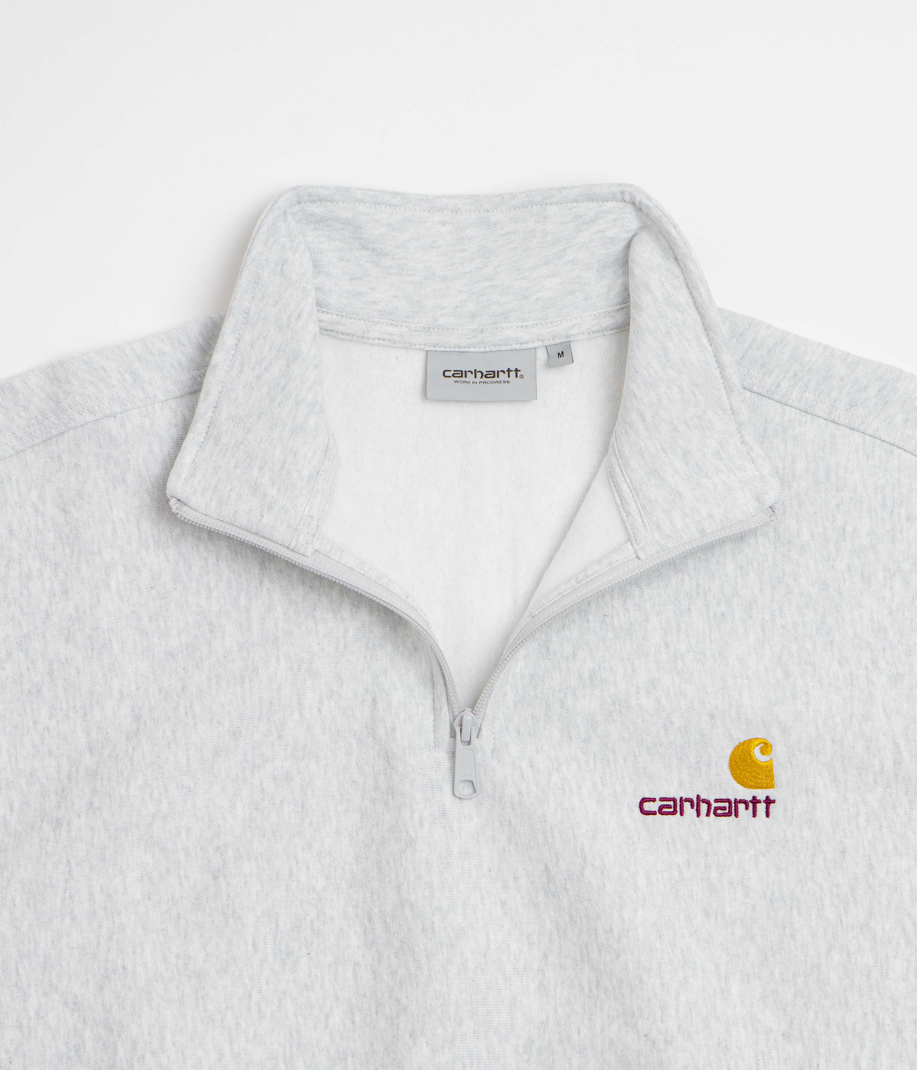 Carhartt Half Zip American Script Sweatshirt - Ash Heather - Image 3
