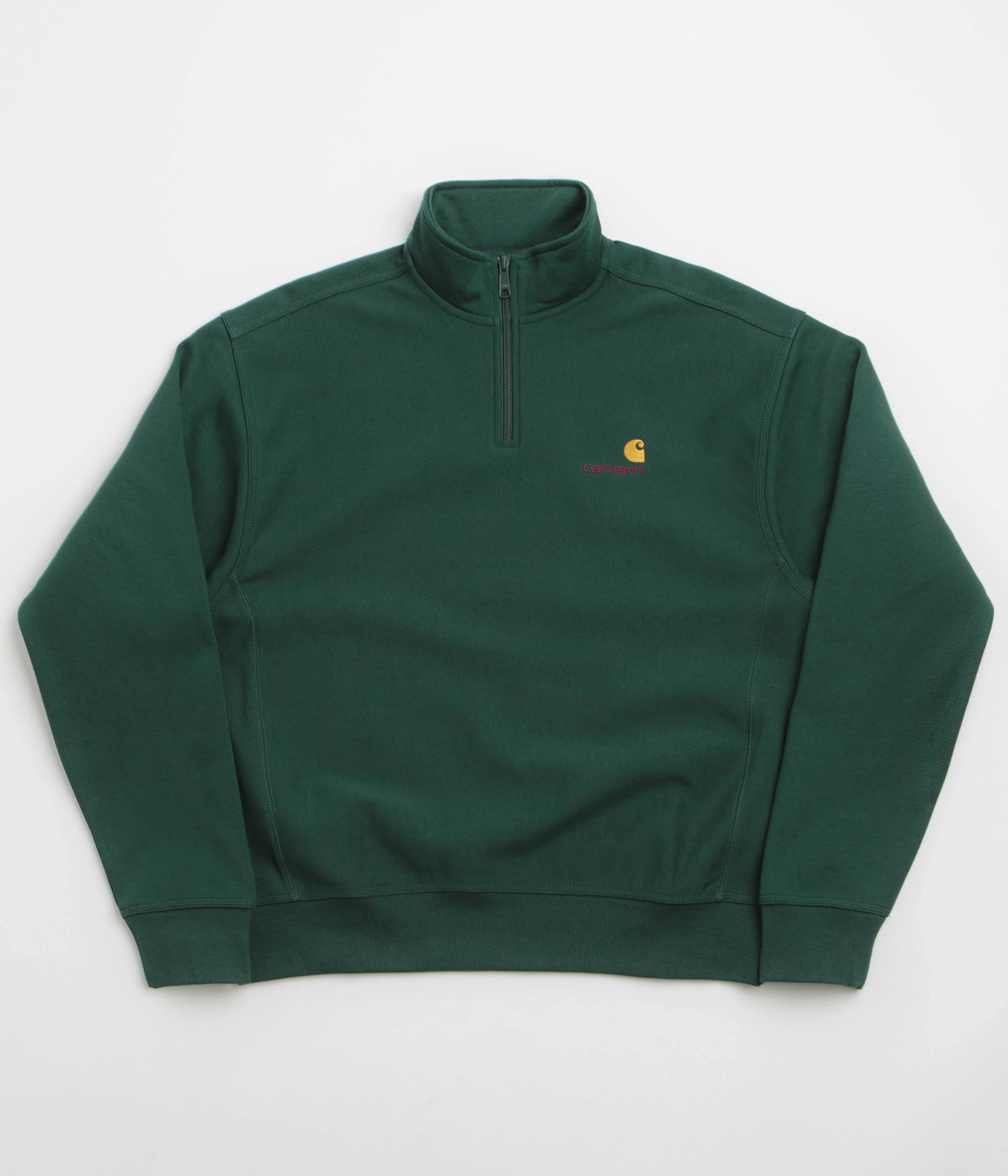 Carhartt Half Zip American Script Sweatshirt - Dark Fir