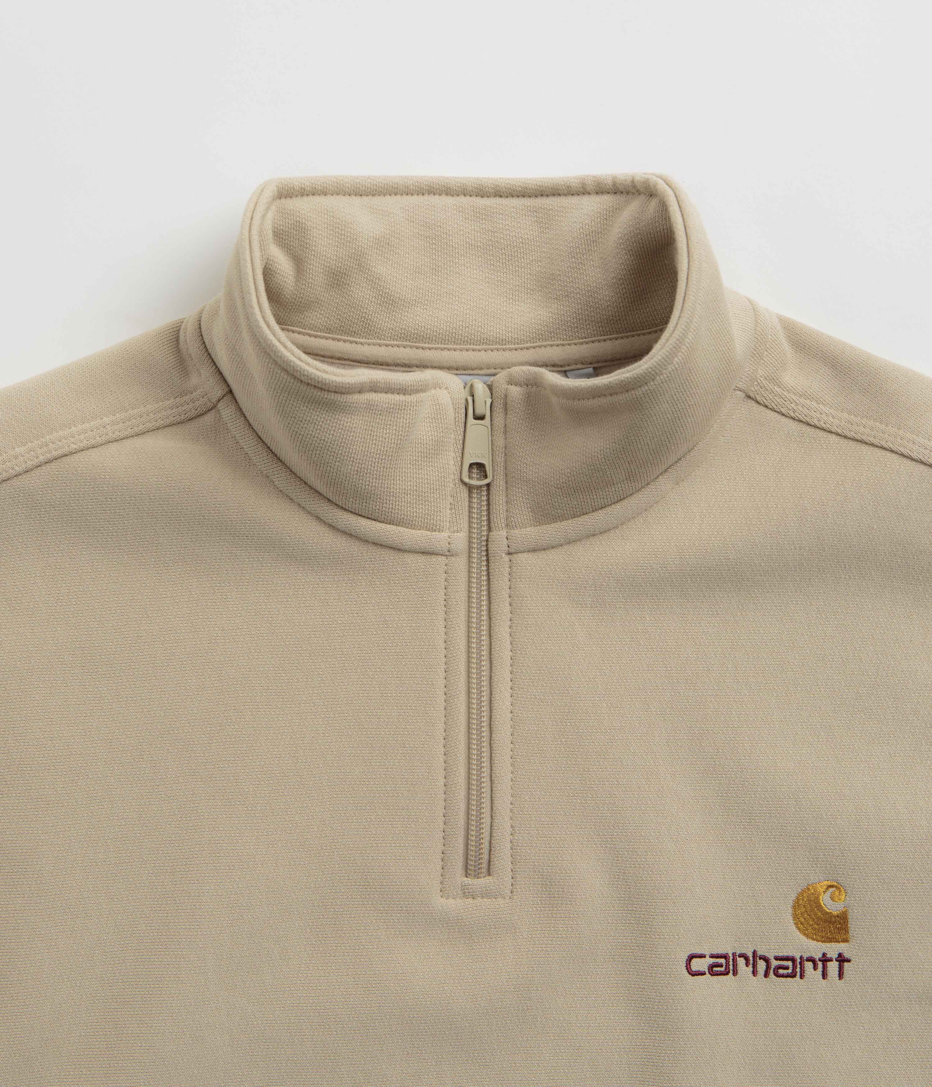 Carhartt Half Zip American Script Sweatshirt - Fleur De Sel - Image 4
