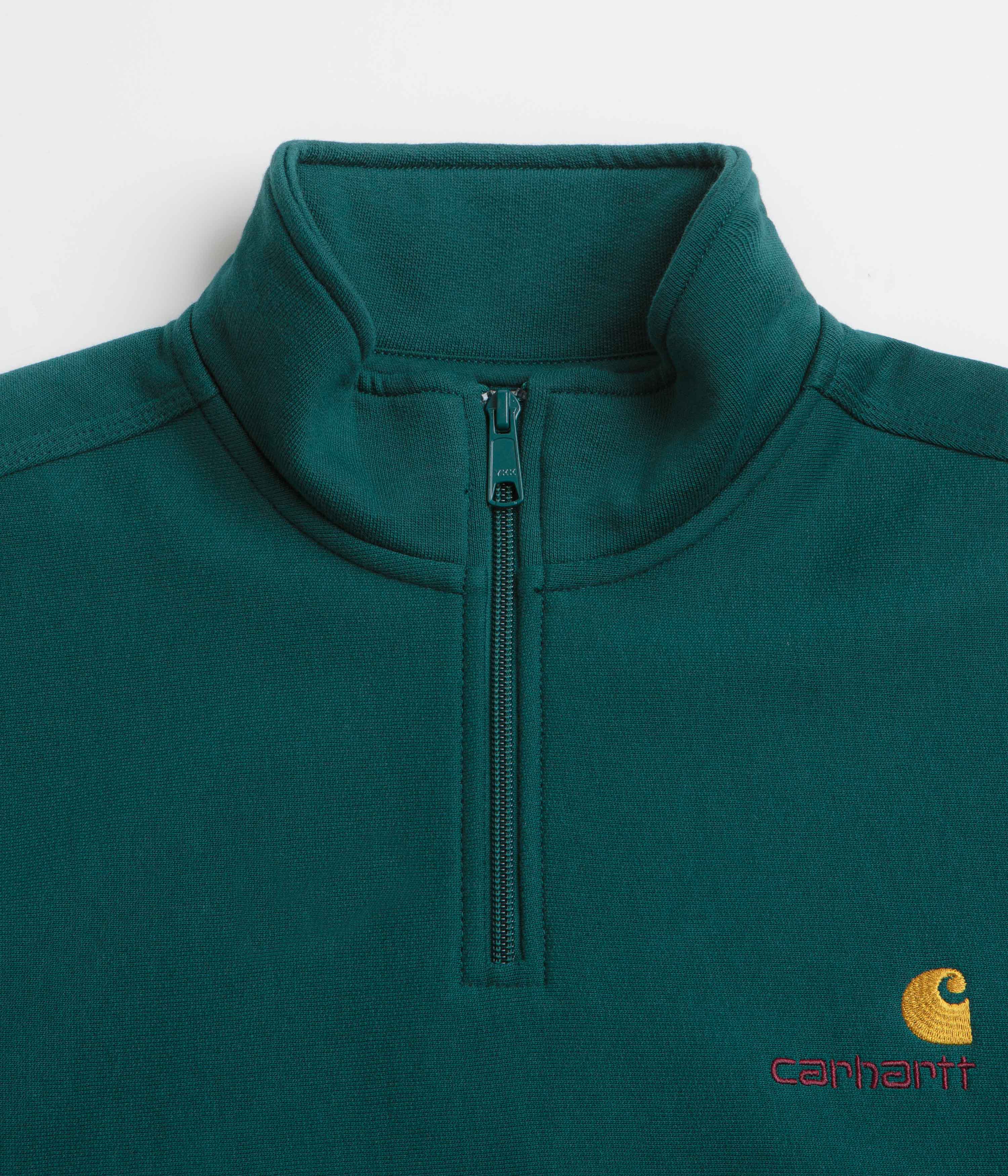 Carhartt Half Zip American Script Sweatshirt - Malachite - Image 2