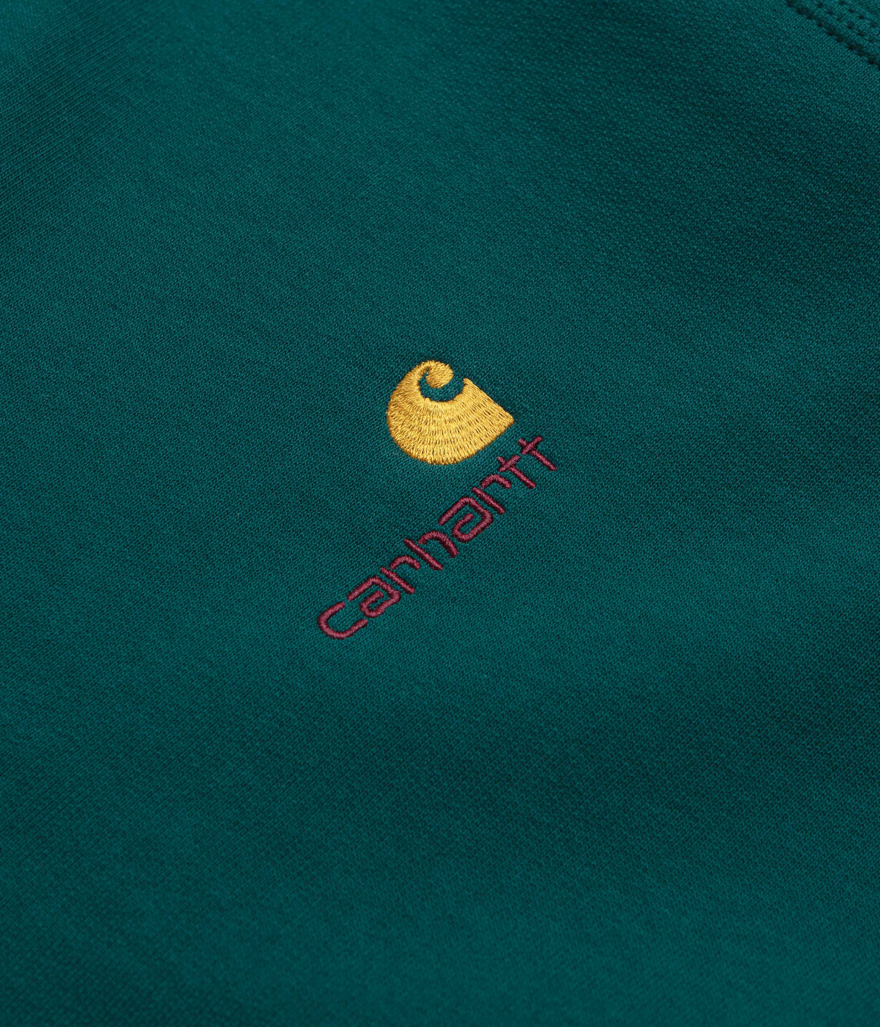 Carhartt Half Zip American Script Sweatshirt - Malachite - Image 3