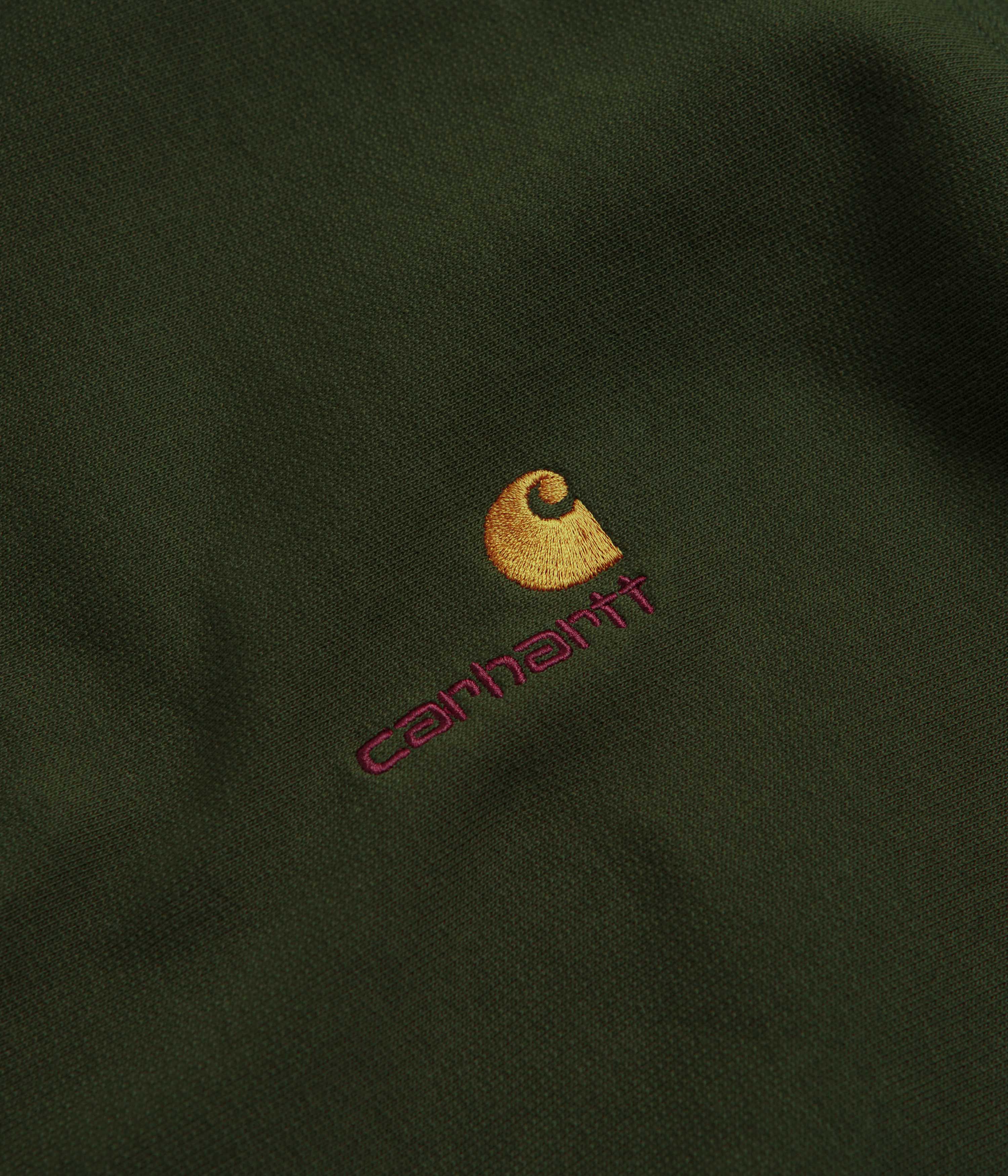 Carhartt Half Zip American Script Sweatshirt - Tarragon - Image 3