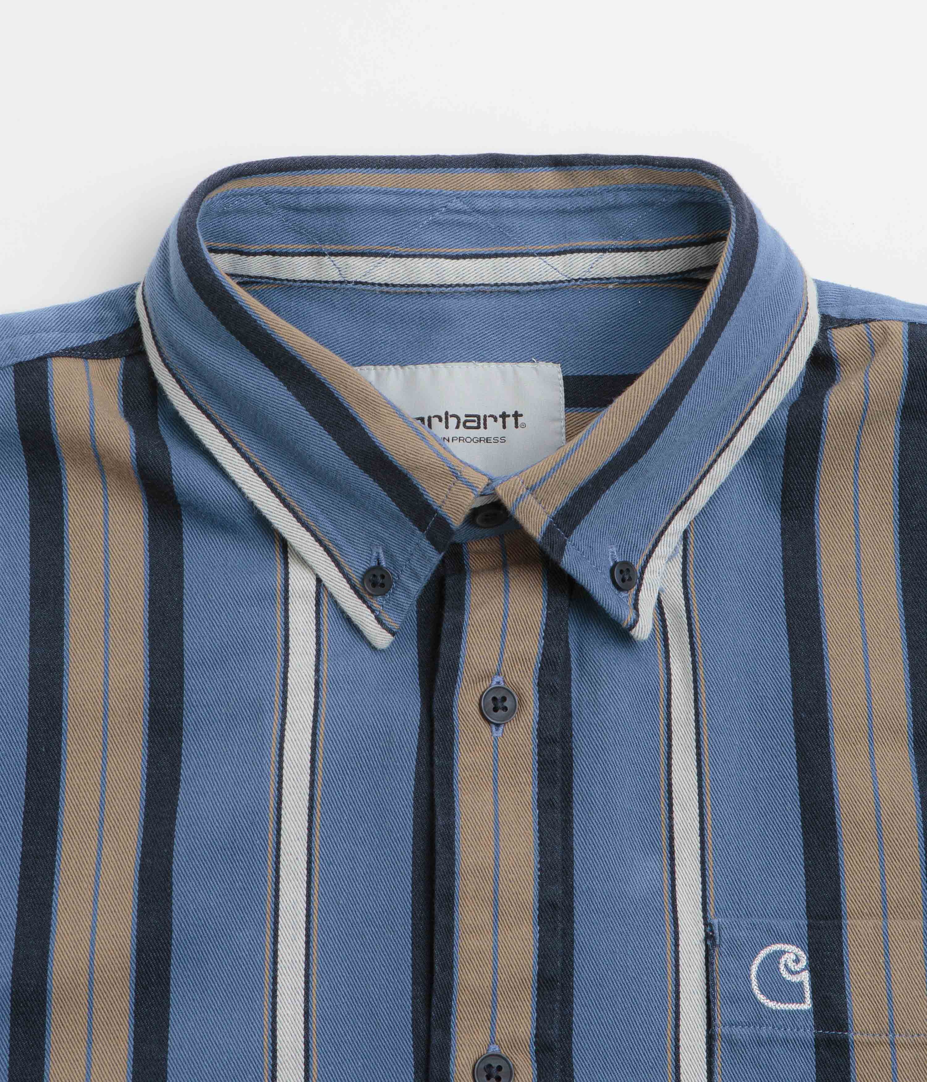 Carhartt Jarrell Short Sleeve Shirt - Jarrell Stripe / Blue Iris / Wax - Image 2