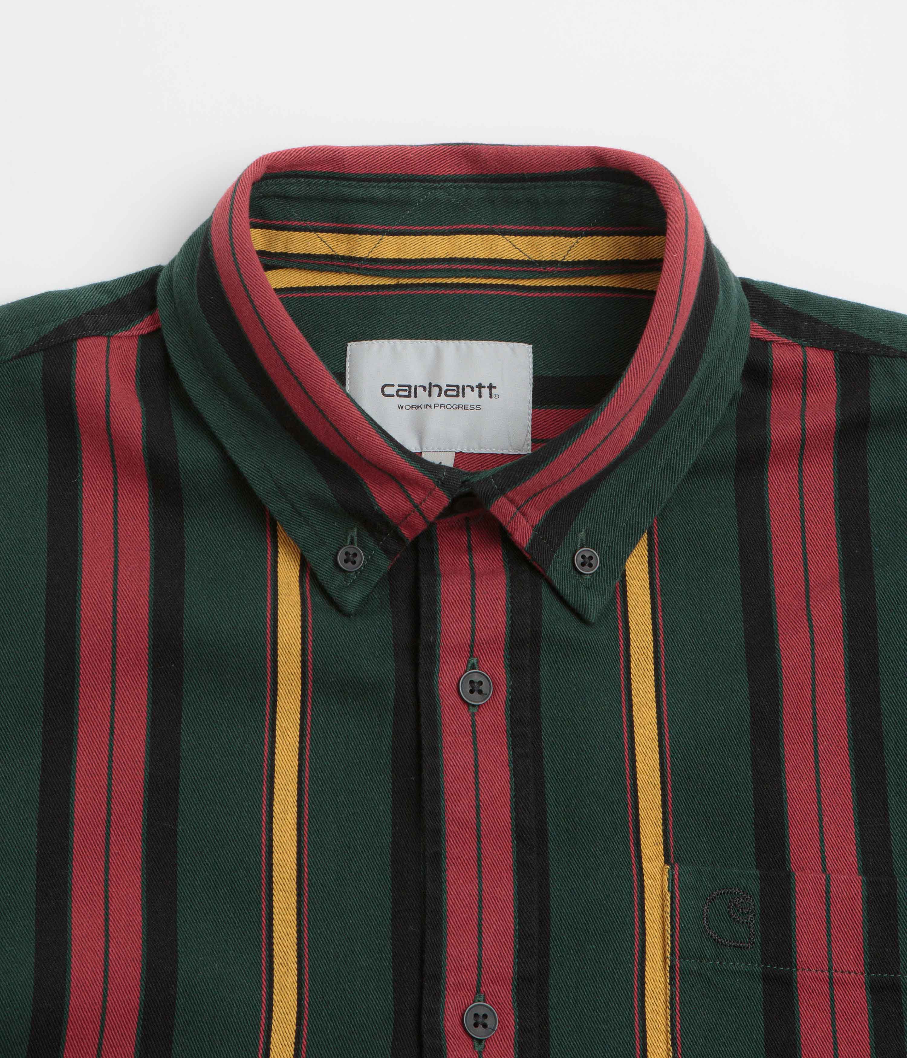 Carhartt Jarrell Short Sleeve Shirt - Jarrell Stripe / Conifer / Black - Image 2