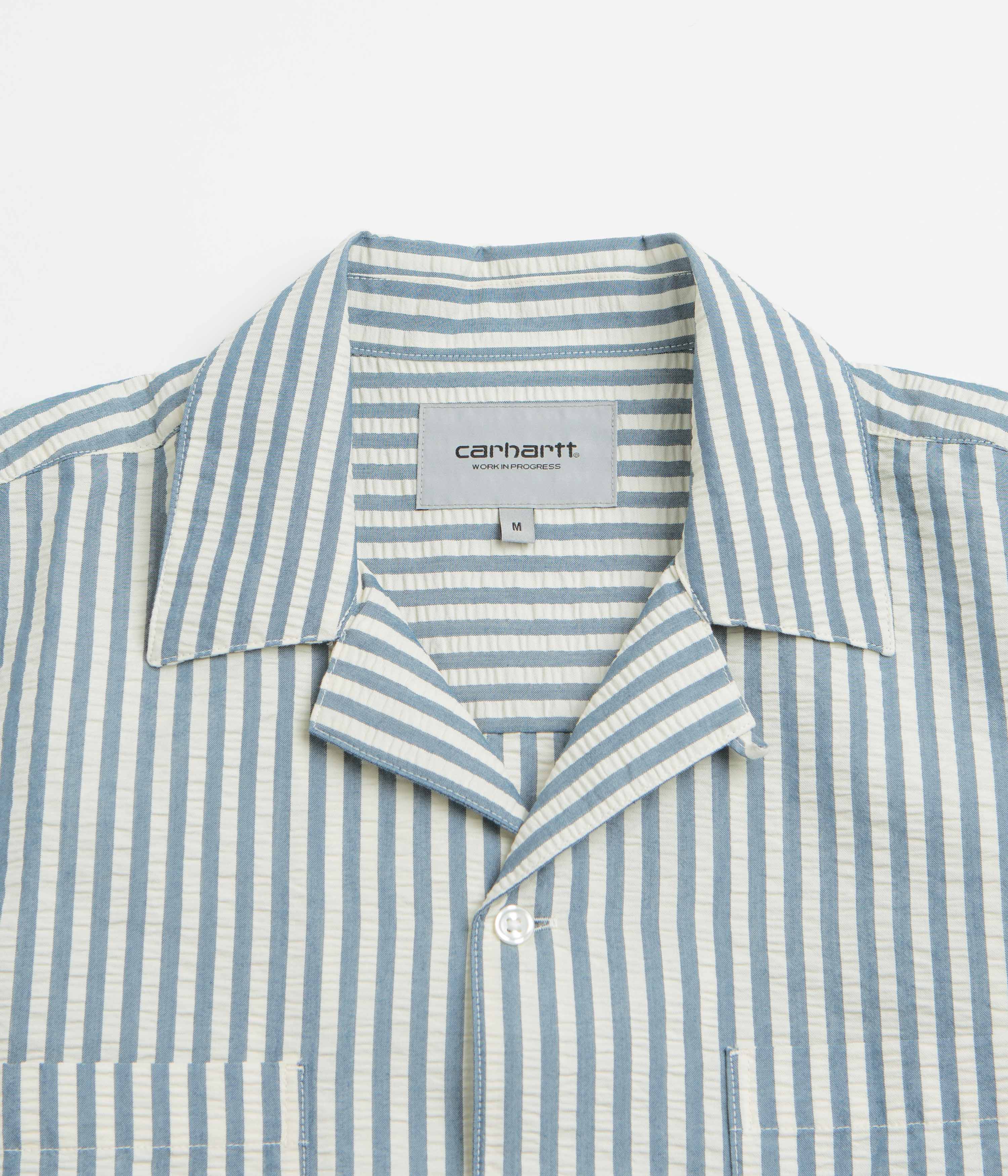 Carhartt Leavel Short Sleeve Shirt - Leavel Stripe / Blue River / Wax - Image 2