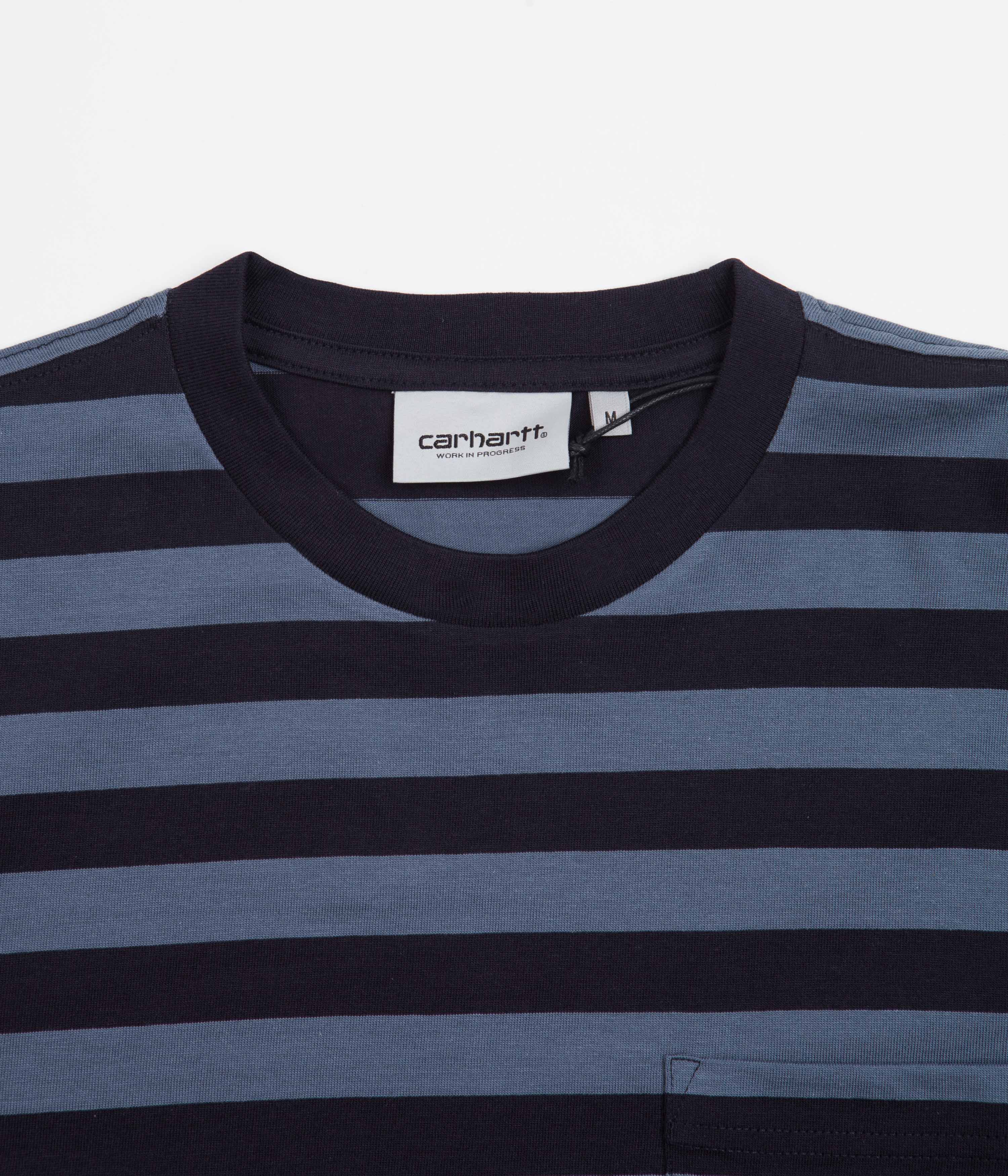 Carhartt Merrick Pocket Long Sleeve T-Shirt - Merrick Stripe / Dark Navy / Storm Blue - Image 4