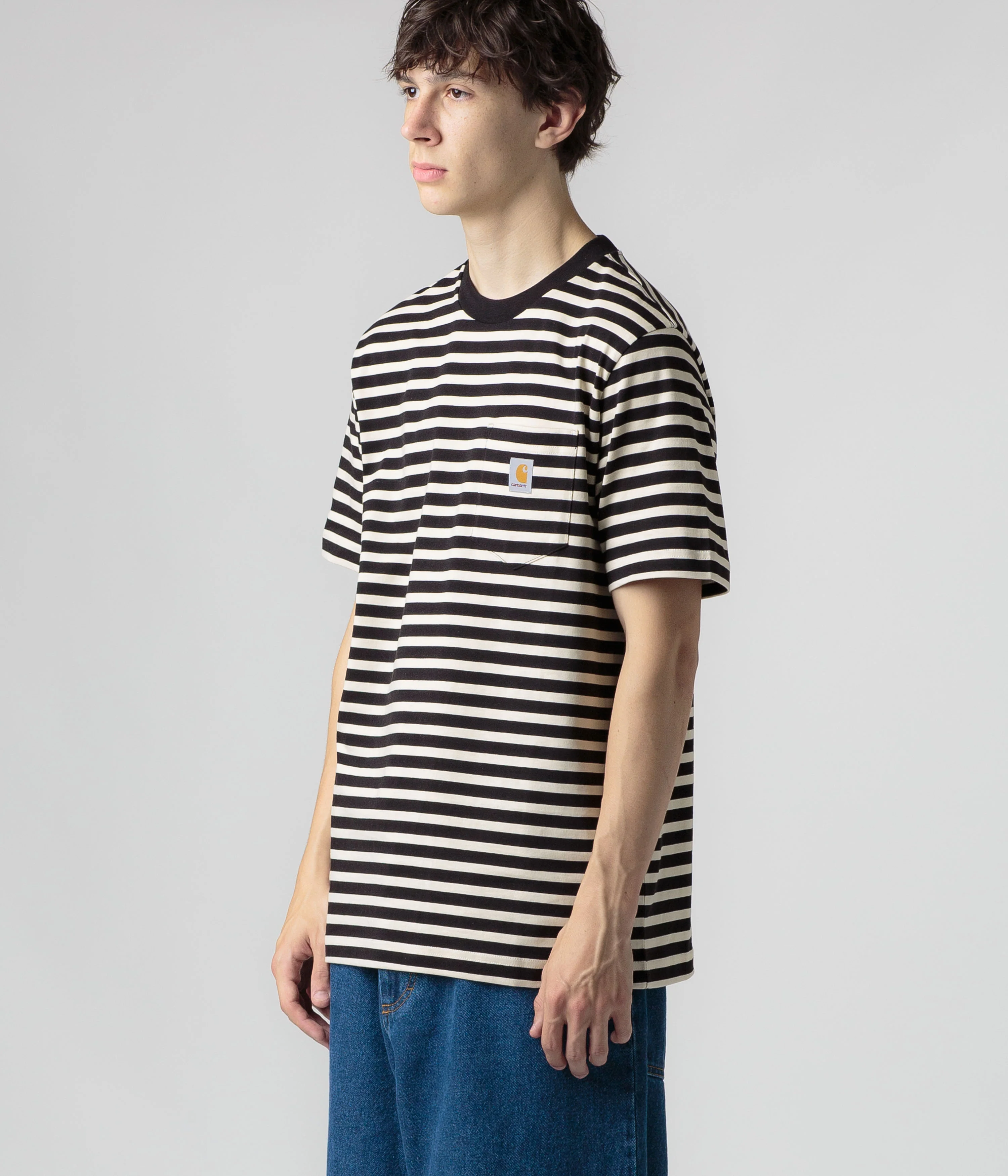 Carhartt Seidler Pocket T-Shirt - Seidler Stripe / Salt / Black - Image 5