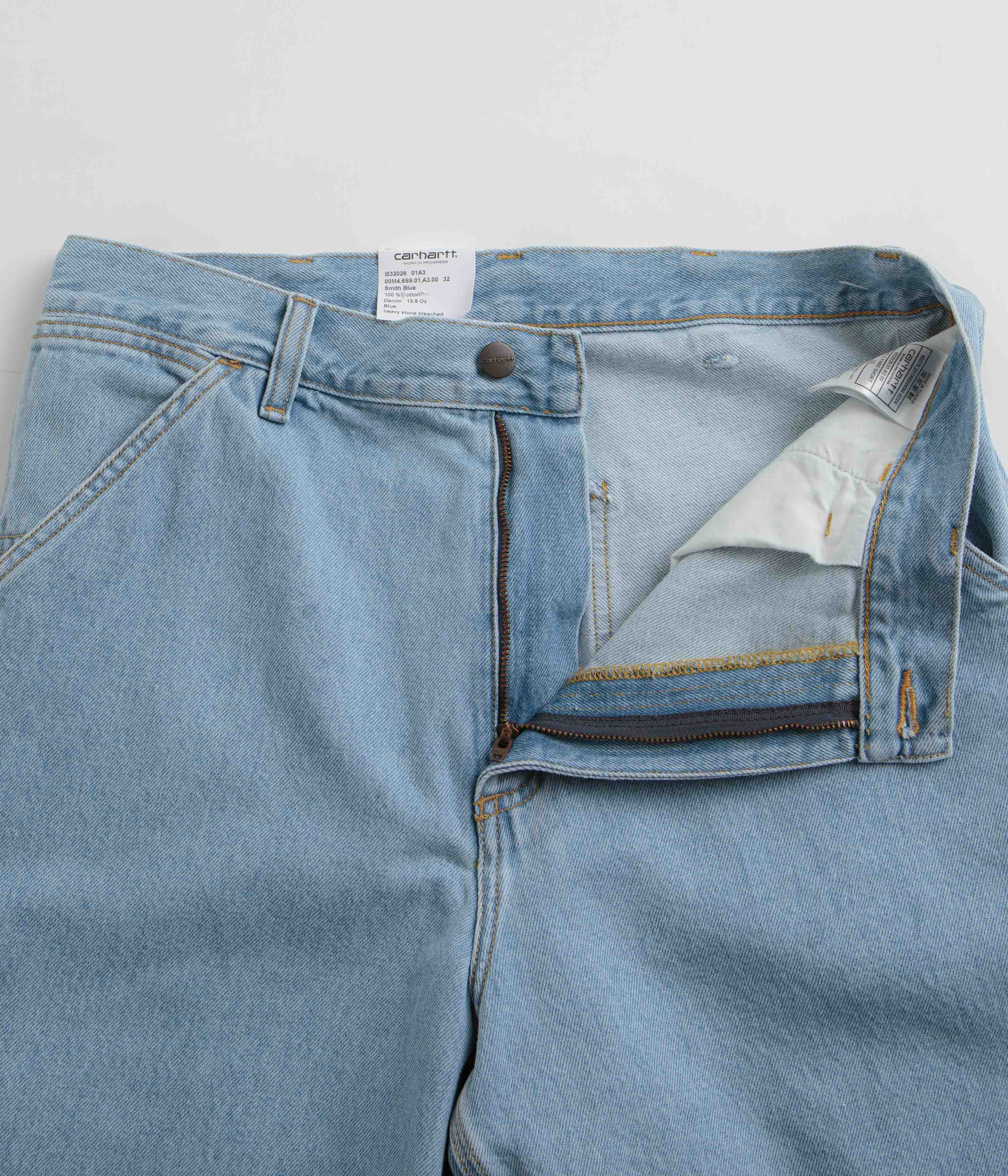 Carhartt Single Knee Shorts - Heavy Stone Bleached Blue - Image 6