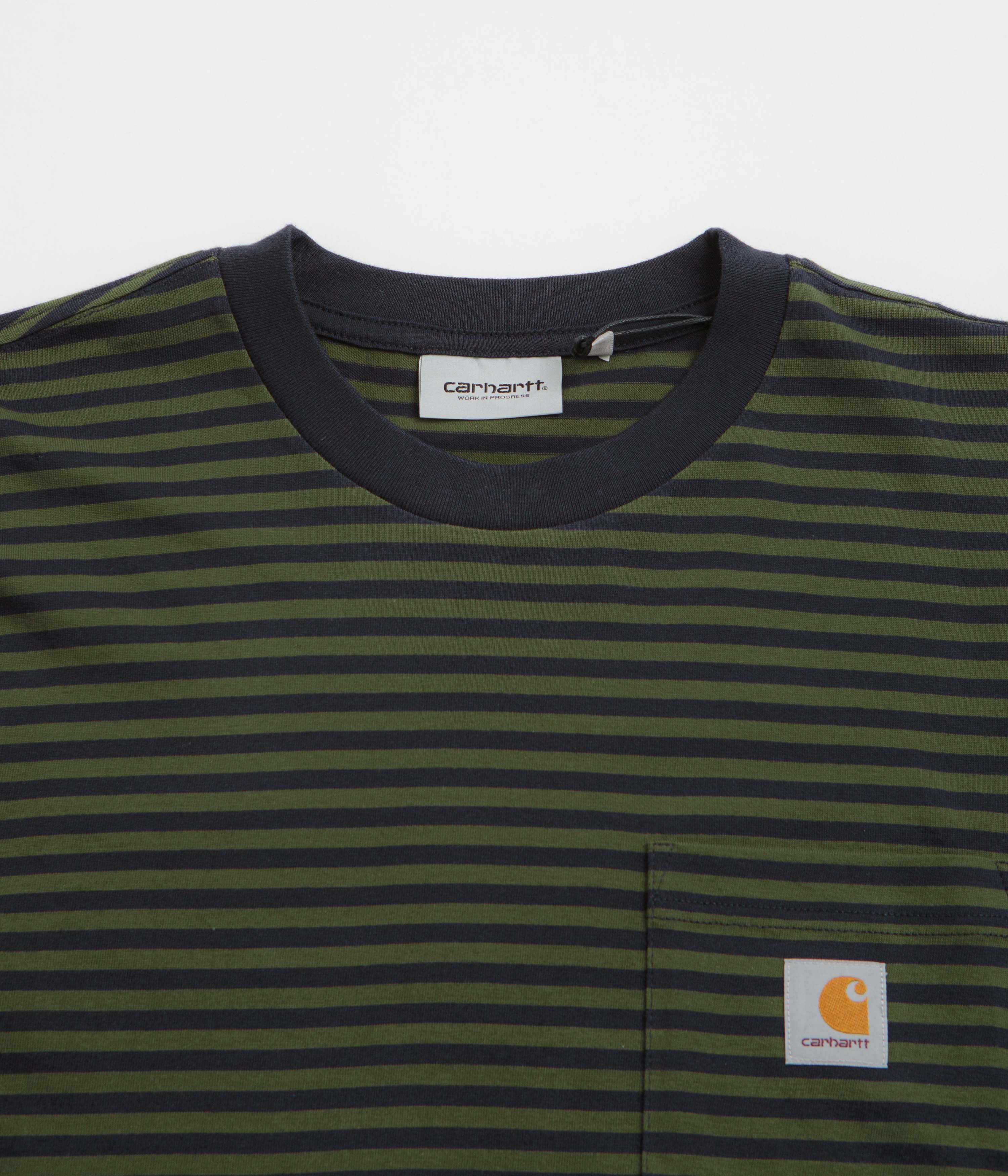 Carhartt Verner Pocket Long Sleeve T-Shirt - Verner Stripe / Dark Navy / Office Green - Image 2