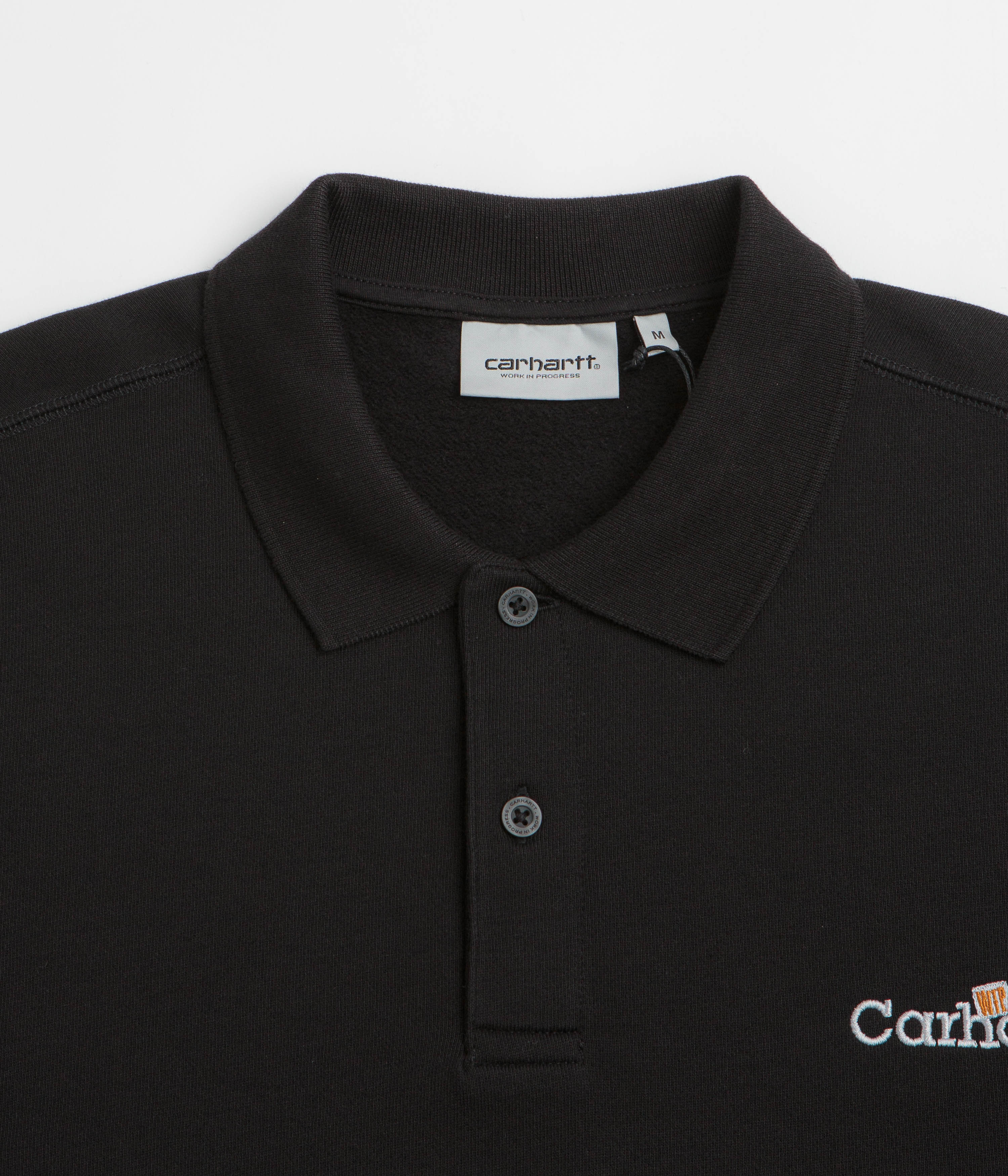 Carhartt WIP Label Polo Sweatshirt - Black - Image 2