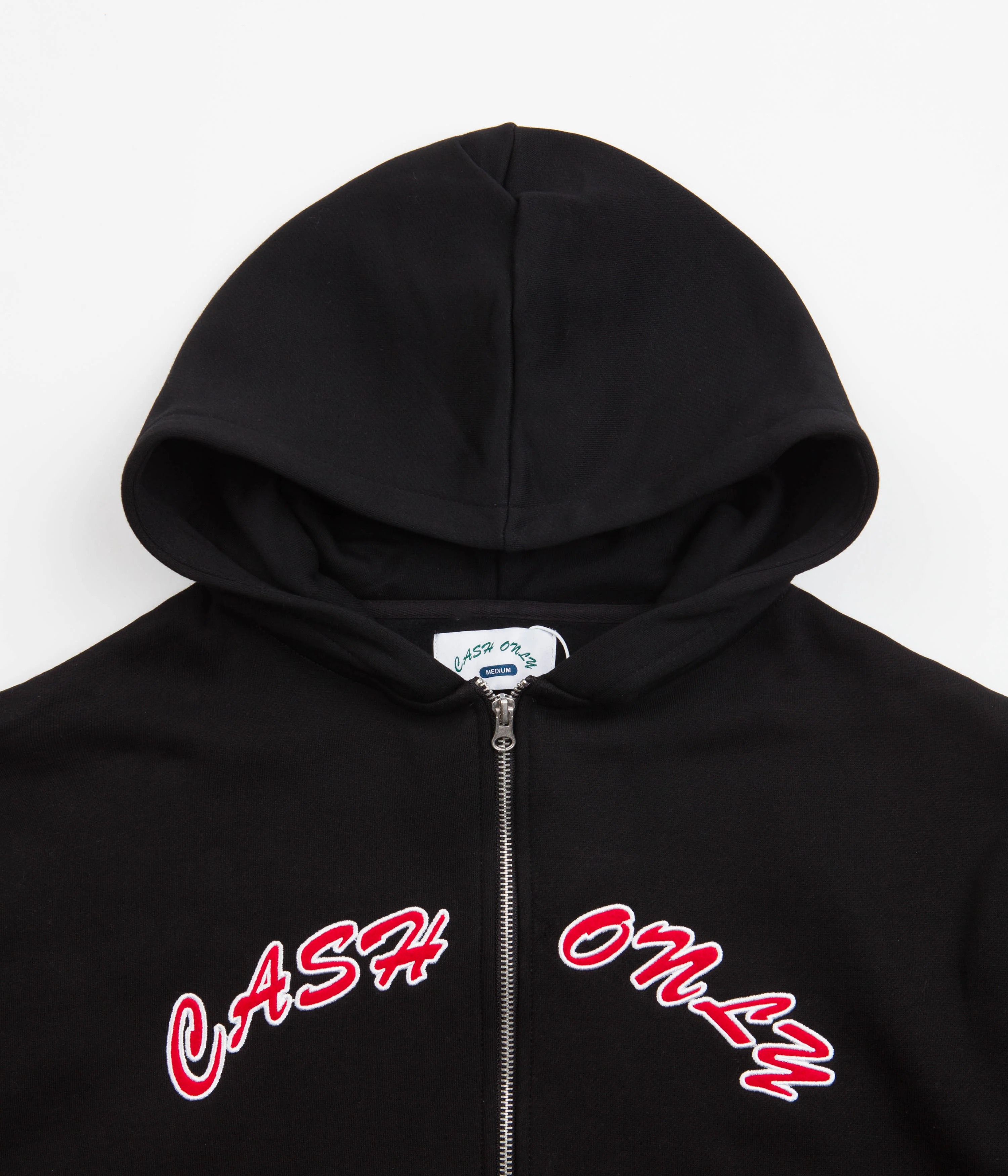 Cash Only Applique Logo Zip Hoodie - Black - Image 4