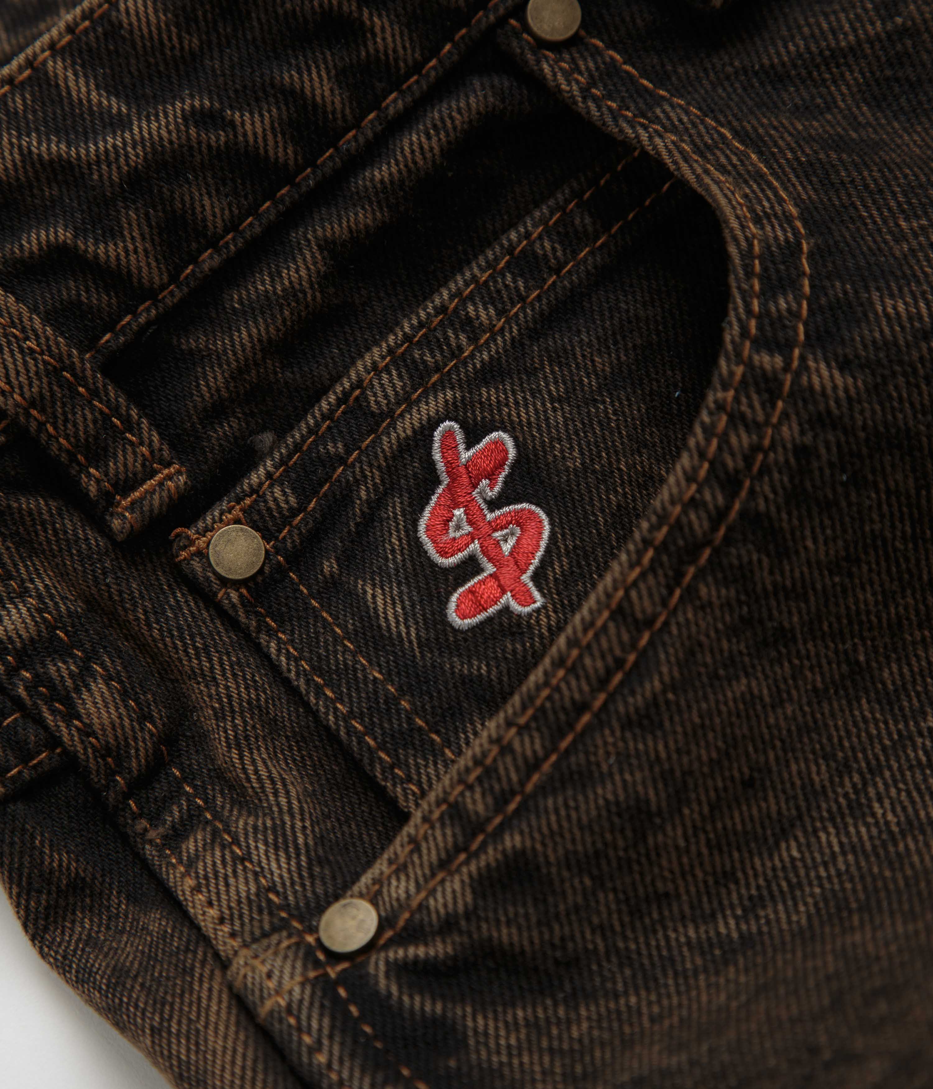 Cash Only Blockout Denim Jeans - Acid Brown Wash - Image 7