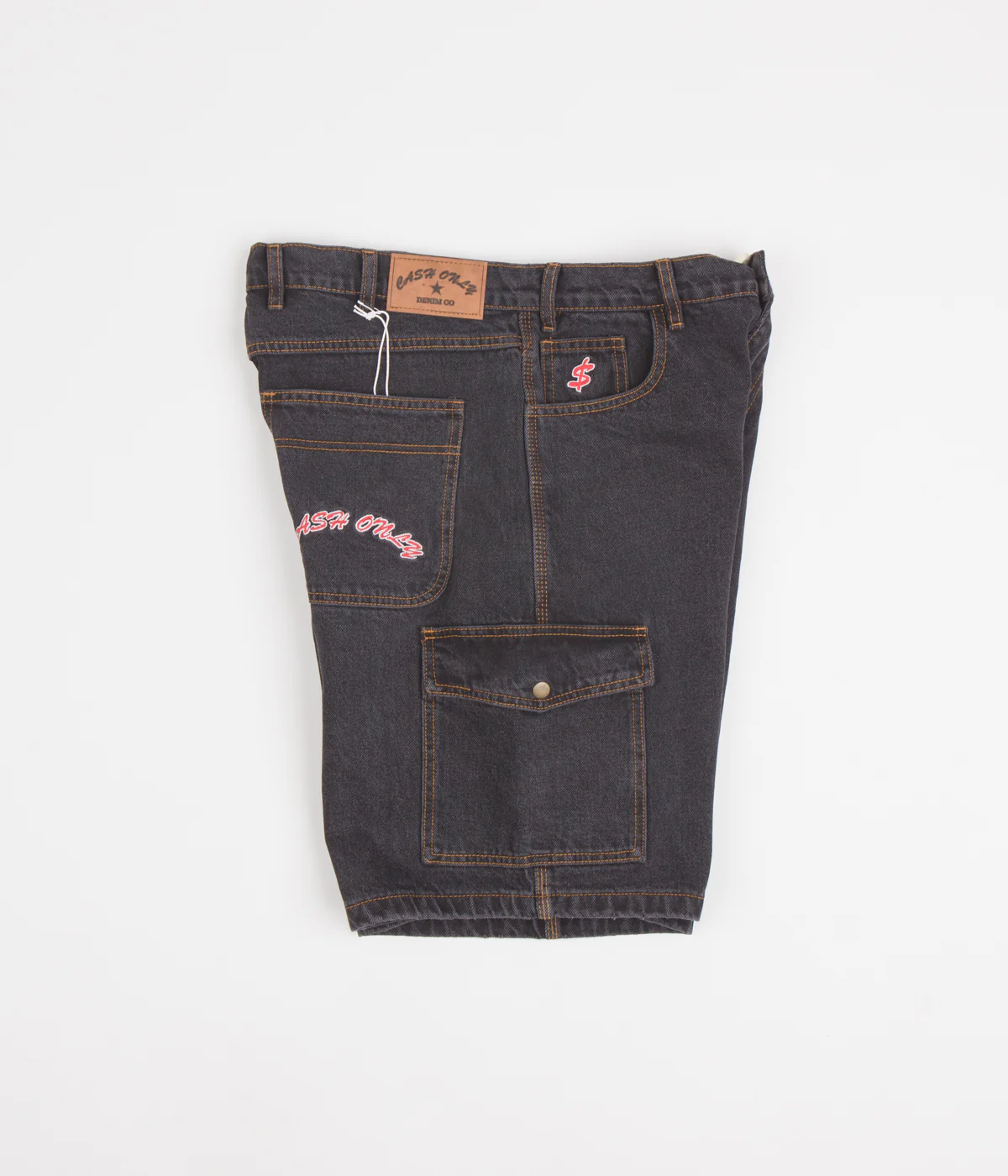 Cash Only Denim Cargo Shorts - Washed Black - Image 3