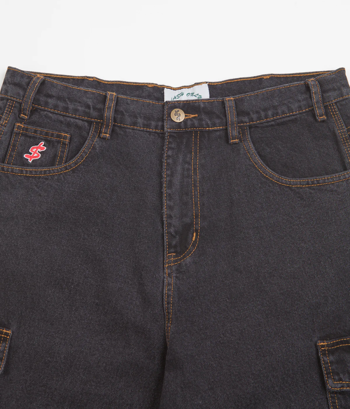 Cash Only Denim Cargo Shorts - Washed Black - Image 4