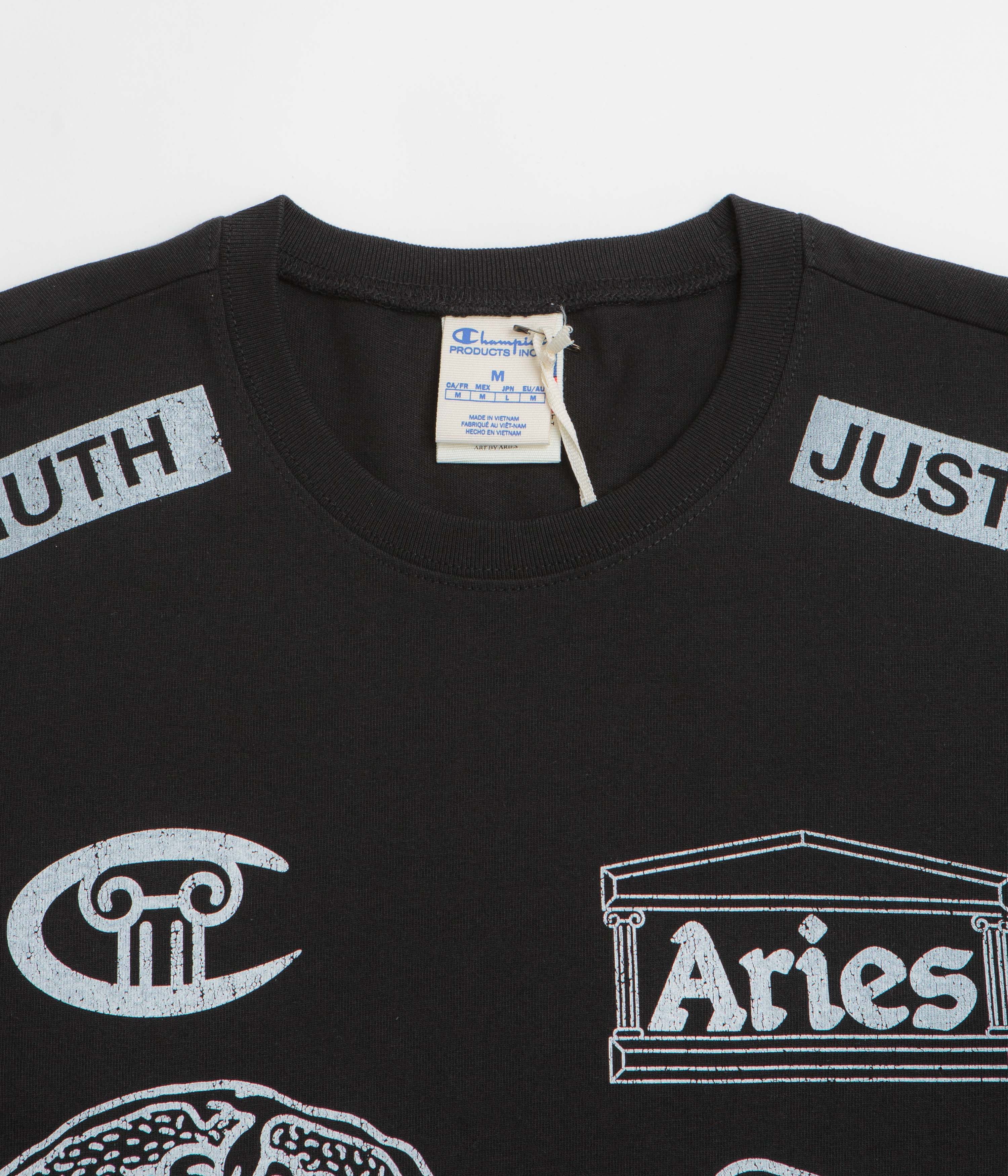 Champion x Aries Sponsor Long Sleeve T-Shirt - Black - Image 3