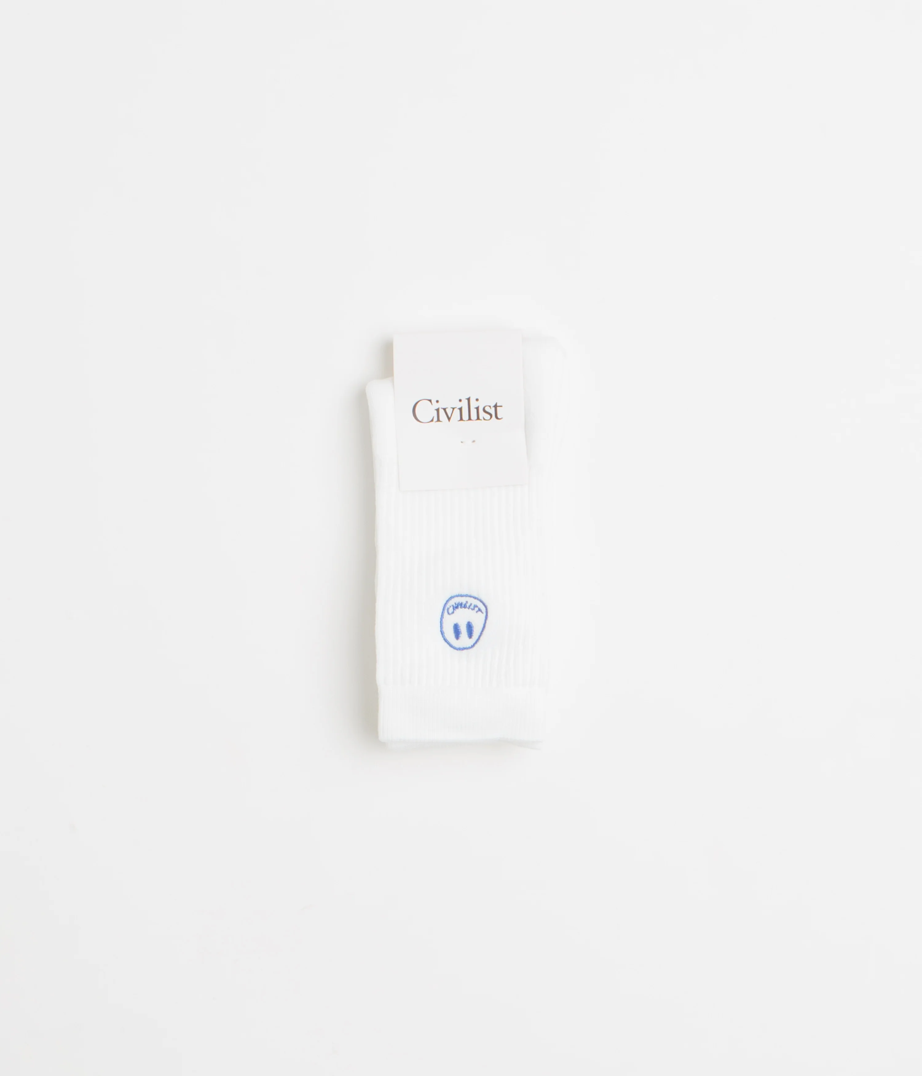 Civilist Mono Smiler Socks - White / Royal - Image 2
