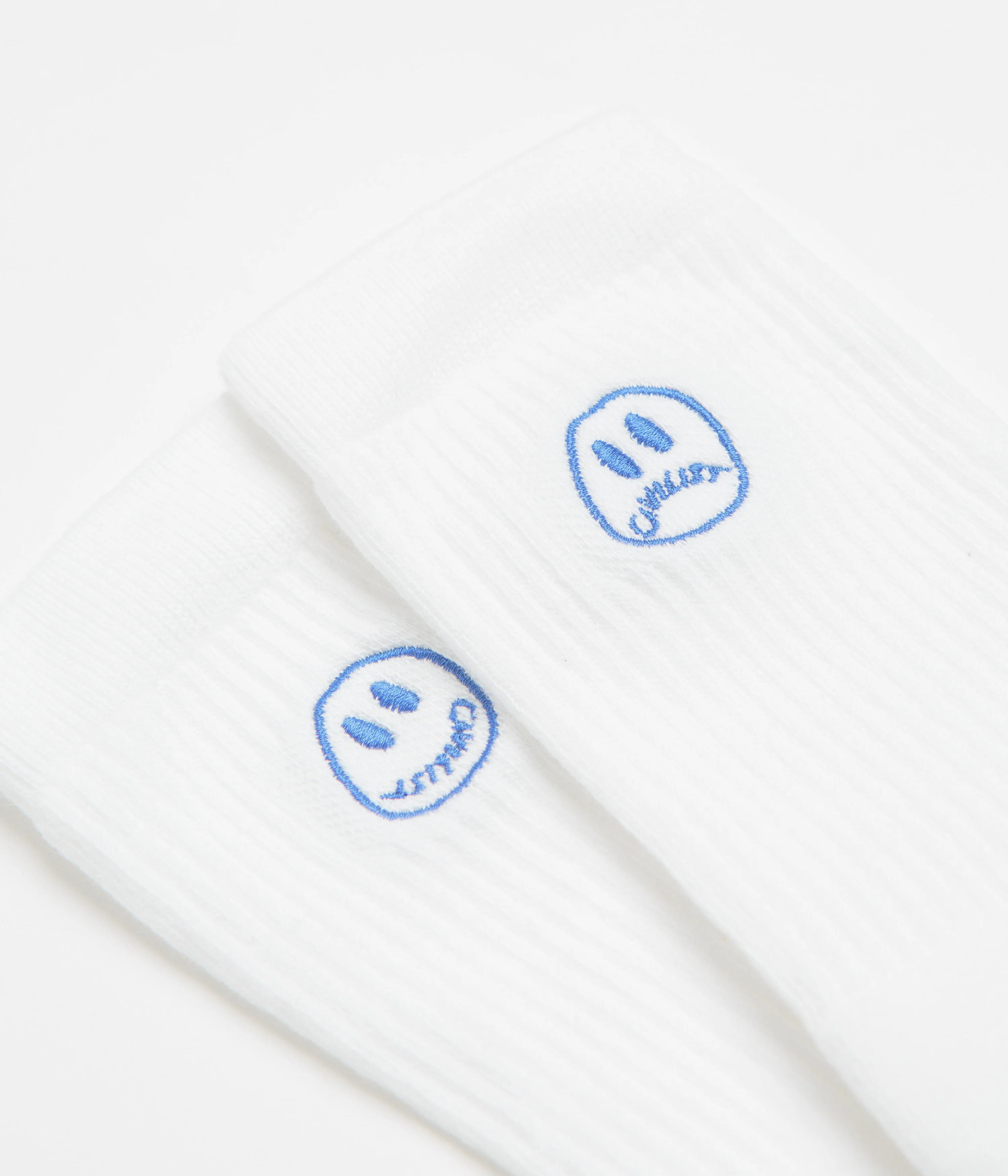 Civilist Mono Smiler Socks - White / Royal - Image 3