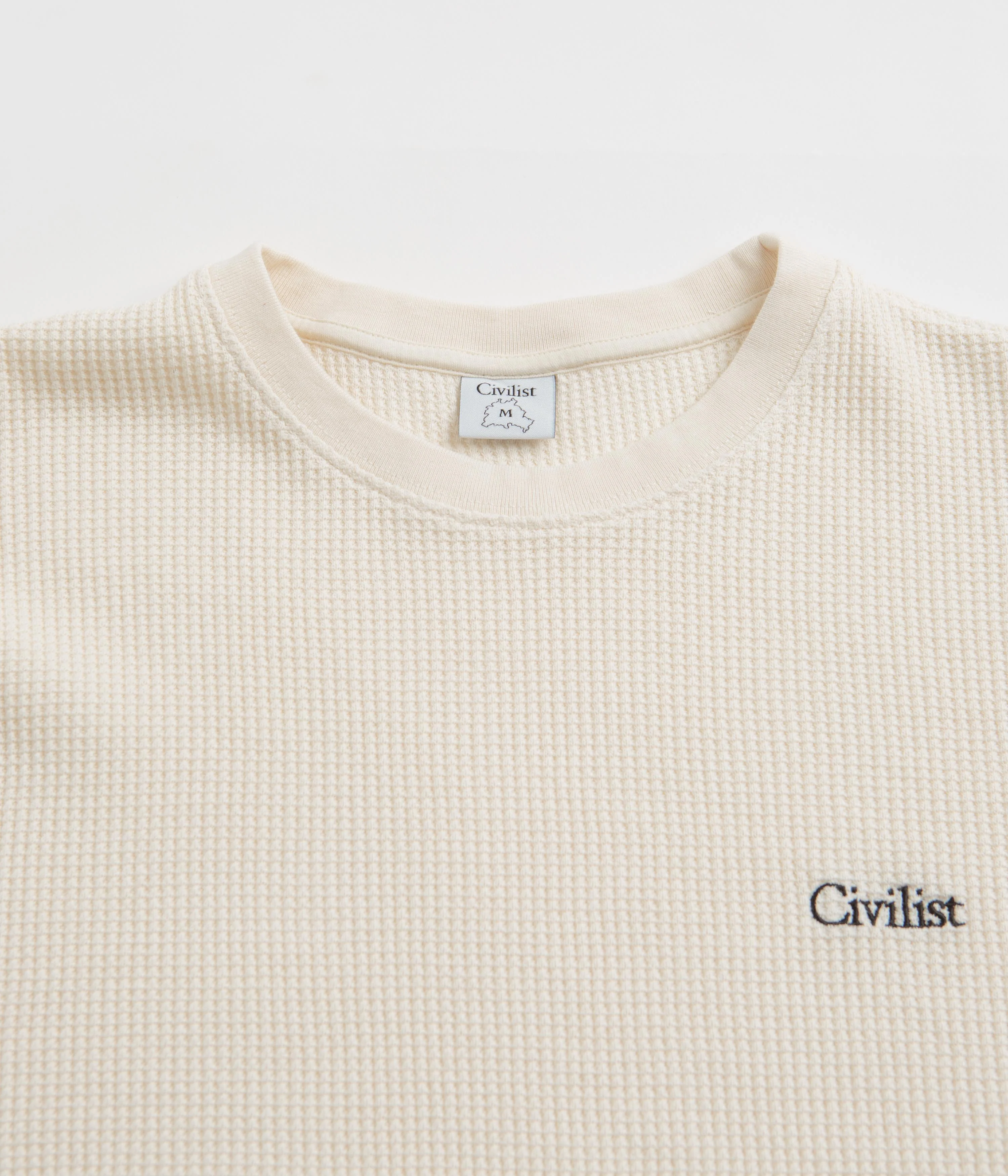 Civilist Thermal Waffle Long Sleeve T-Shirt - Ecru - Image 2