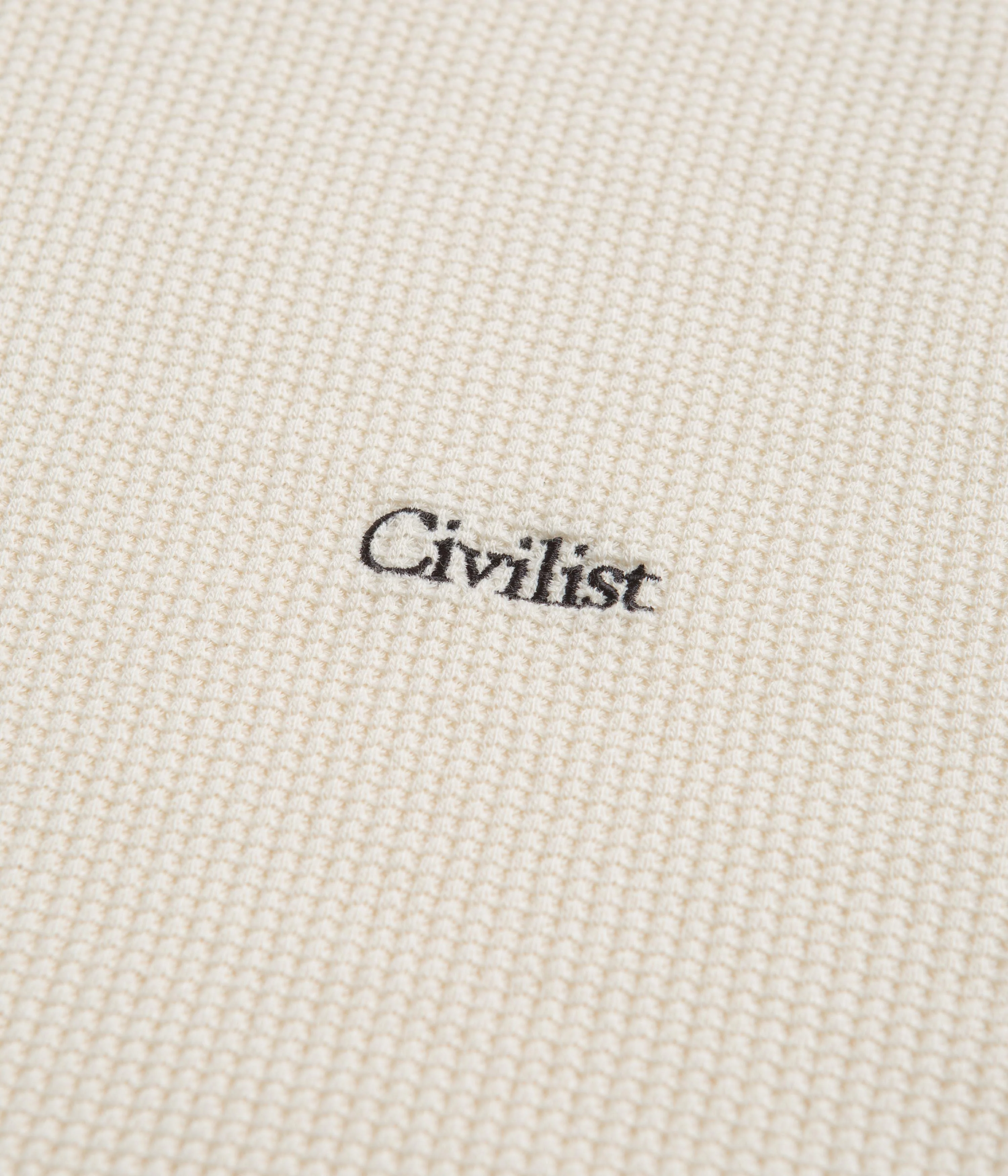 Civilist Thermal Waffle Long Sleeve T-Shirt - Ecru - Image 3