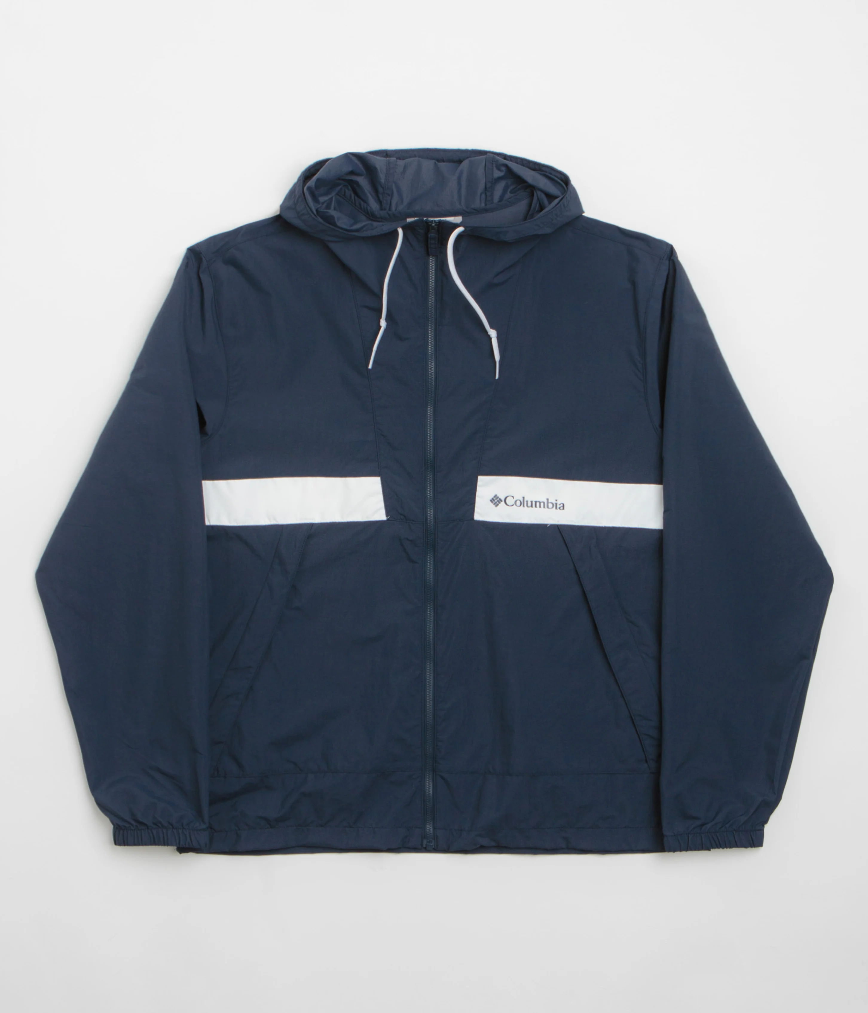 Columbia Spire Valley Hooded Windbreaker Jacket - Collegiate Navy / White
