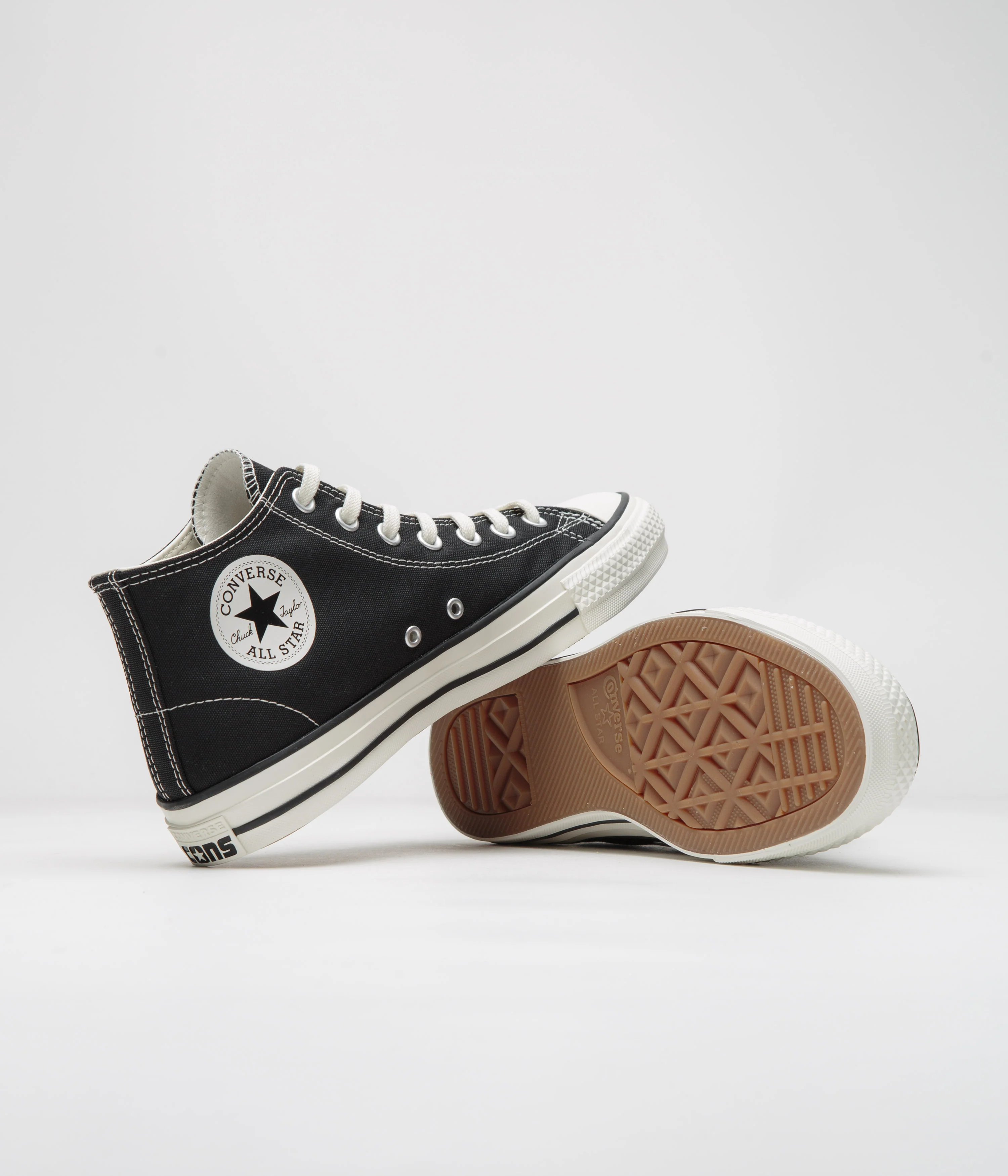 Converse Cons CTAS Pro Mid Cut Off Shoes - Black / Black / Egret - Image 5