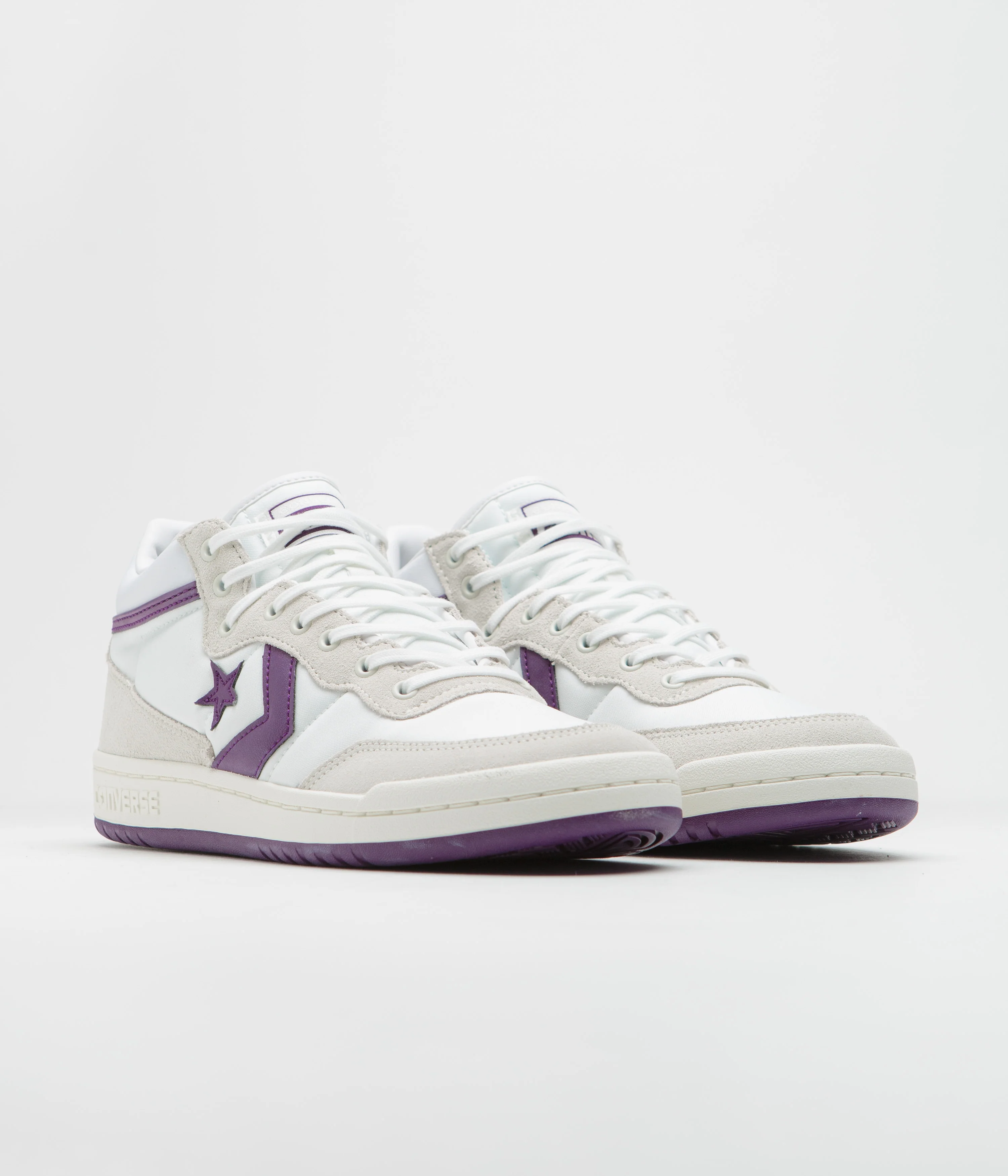 Converse Fastbreak Mid Shoes - White / Vaporous Grey / Purple - Image 2