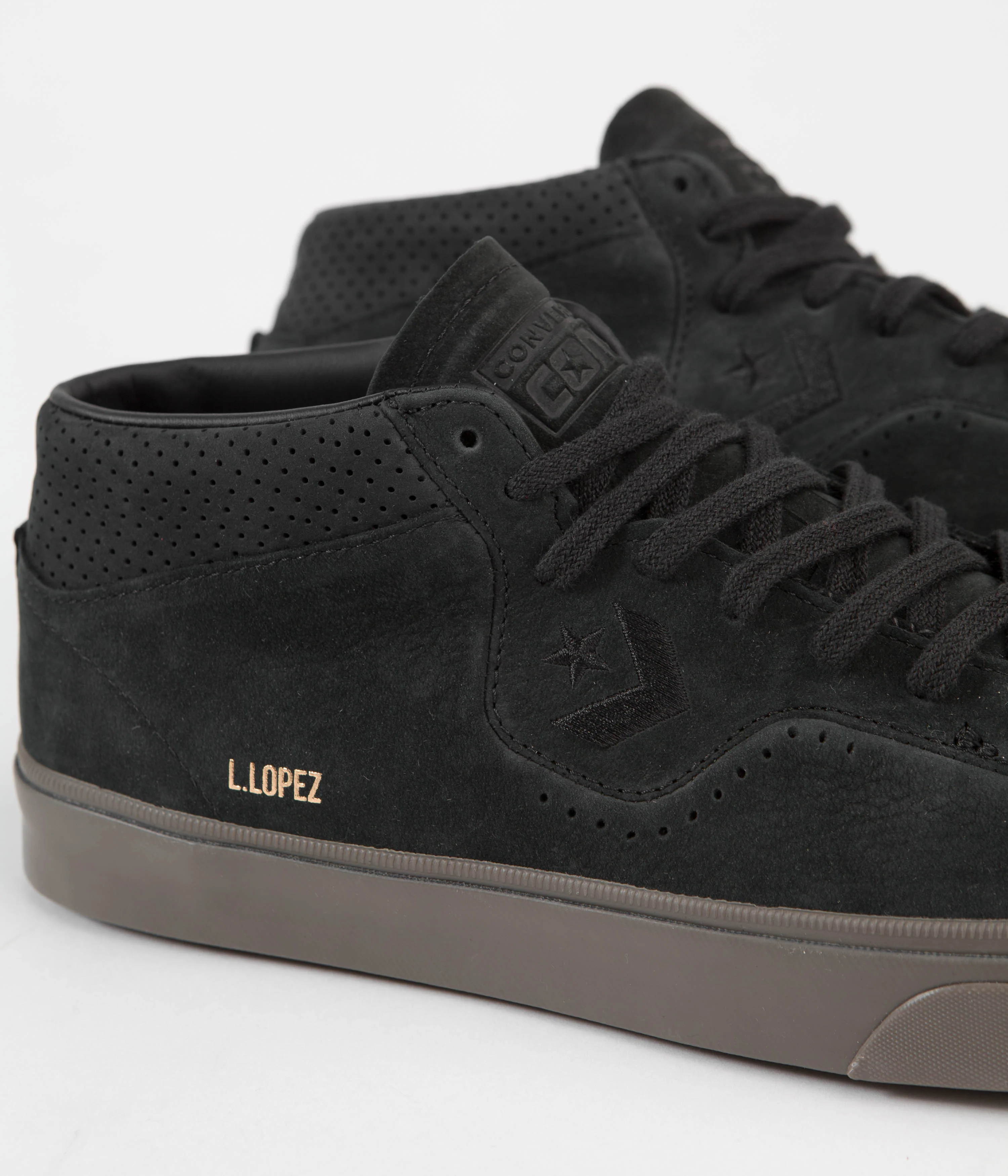 Converse Louie Lopez Pro Mid Shoes - Black / Black / Dark Mushroom - Image 3
