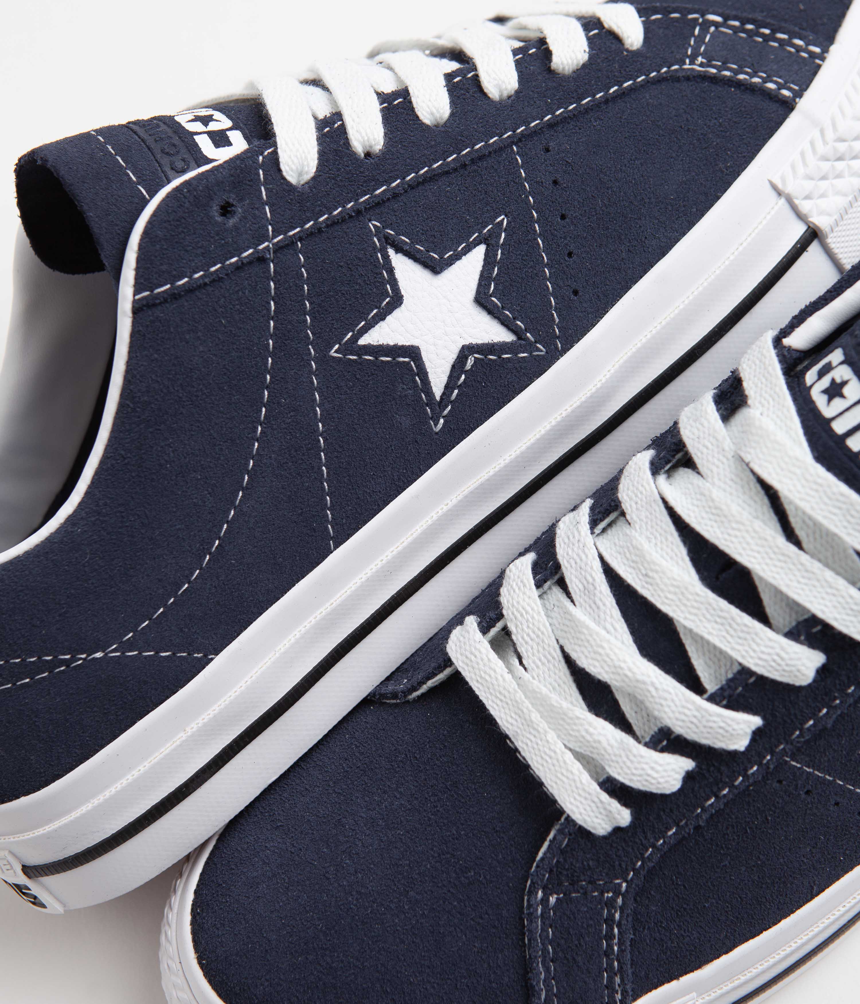 Converse One Star Pro Classic Suede Ox Shoes - Navy / White / Black - Image 3