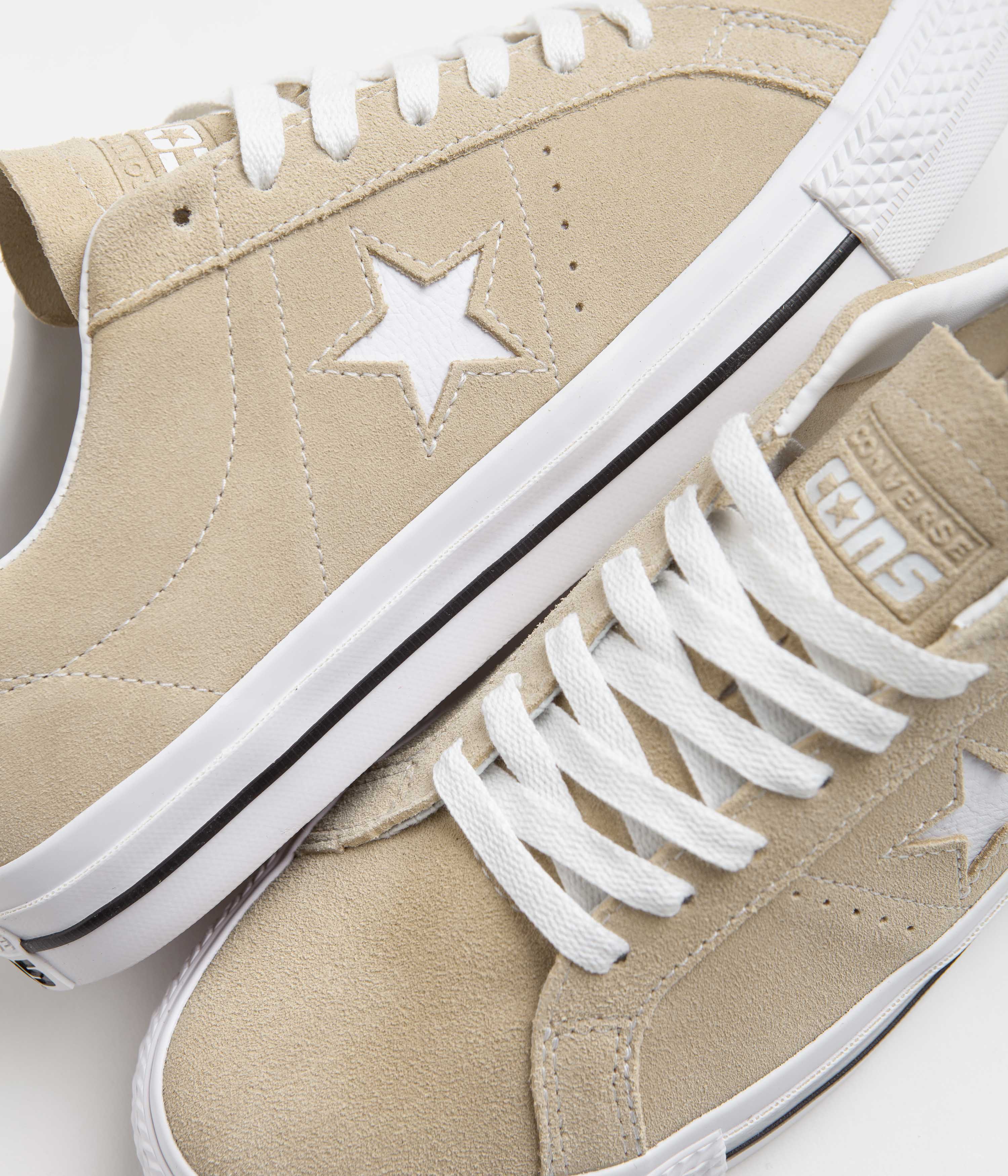 Converse One Star Pro Classic Suede Ox Shoes - Oat Milk / White / Black - Image 3