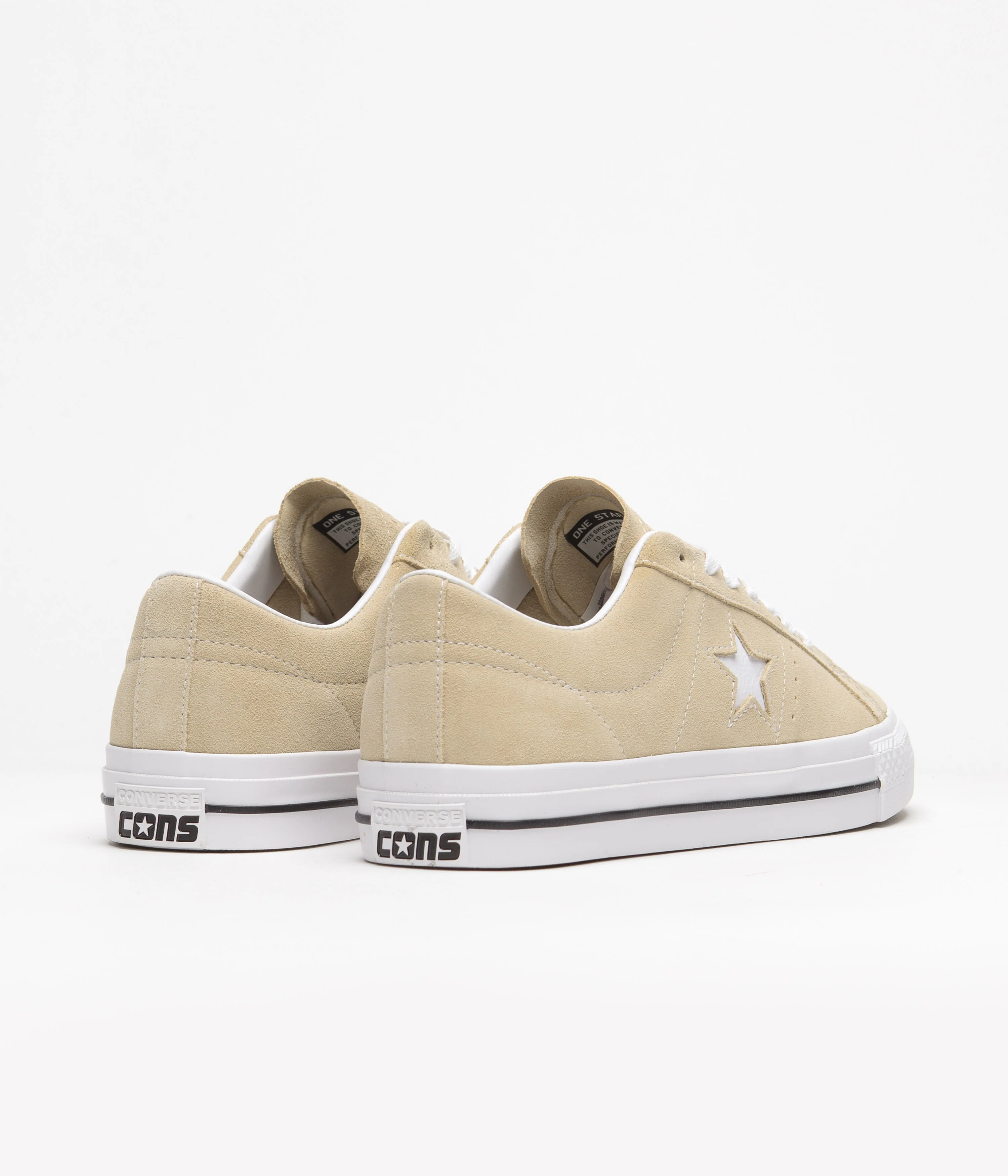 Converse One Star Pro Classic Suede Ox Shoes - Oat Milk / White / Black - Image 4