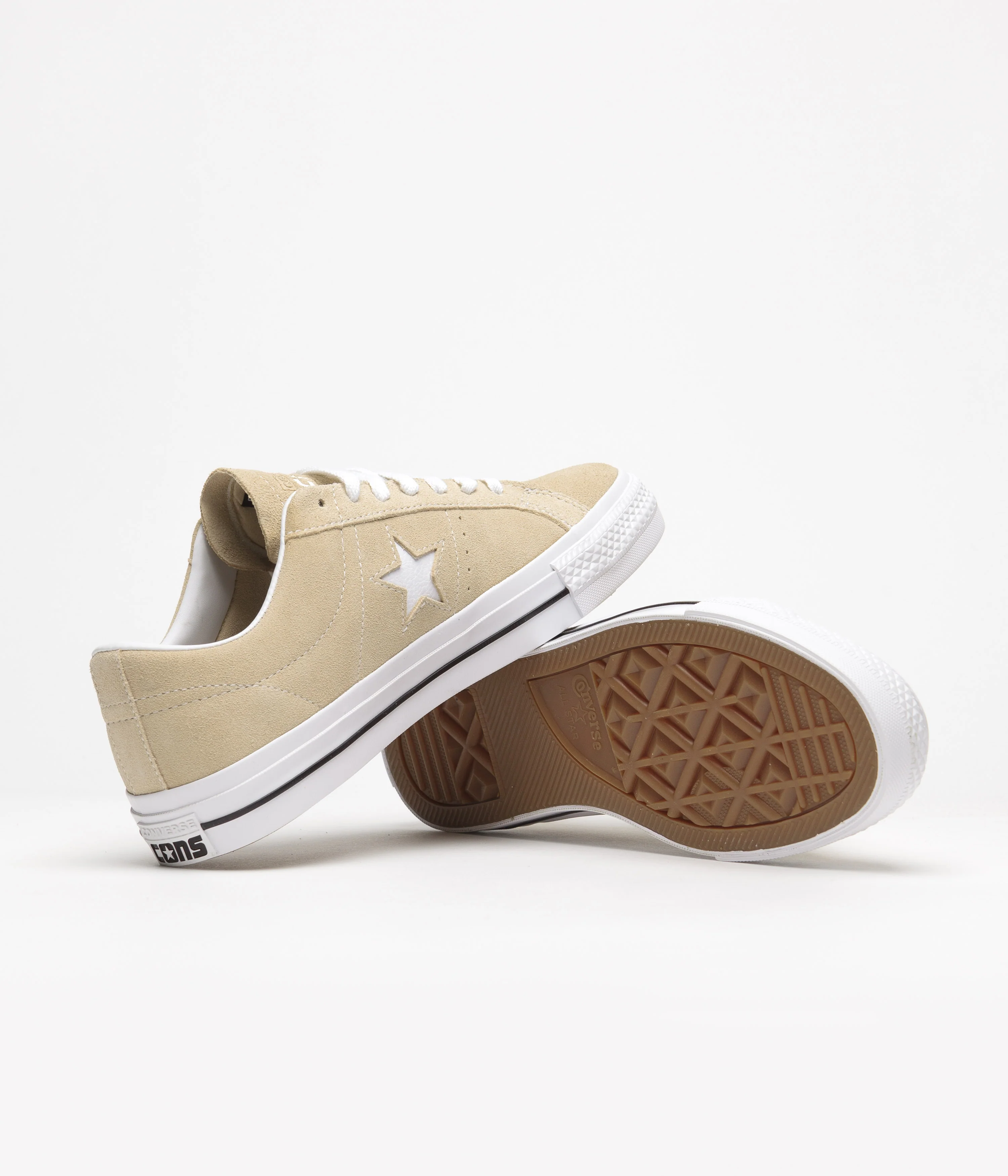 Converse One Star Pro Classic Suede Ox Shoes - Oat Milk / White / Black - Image 5