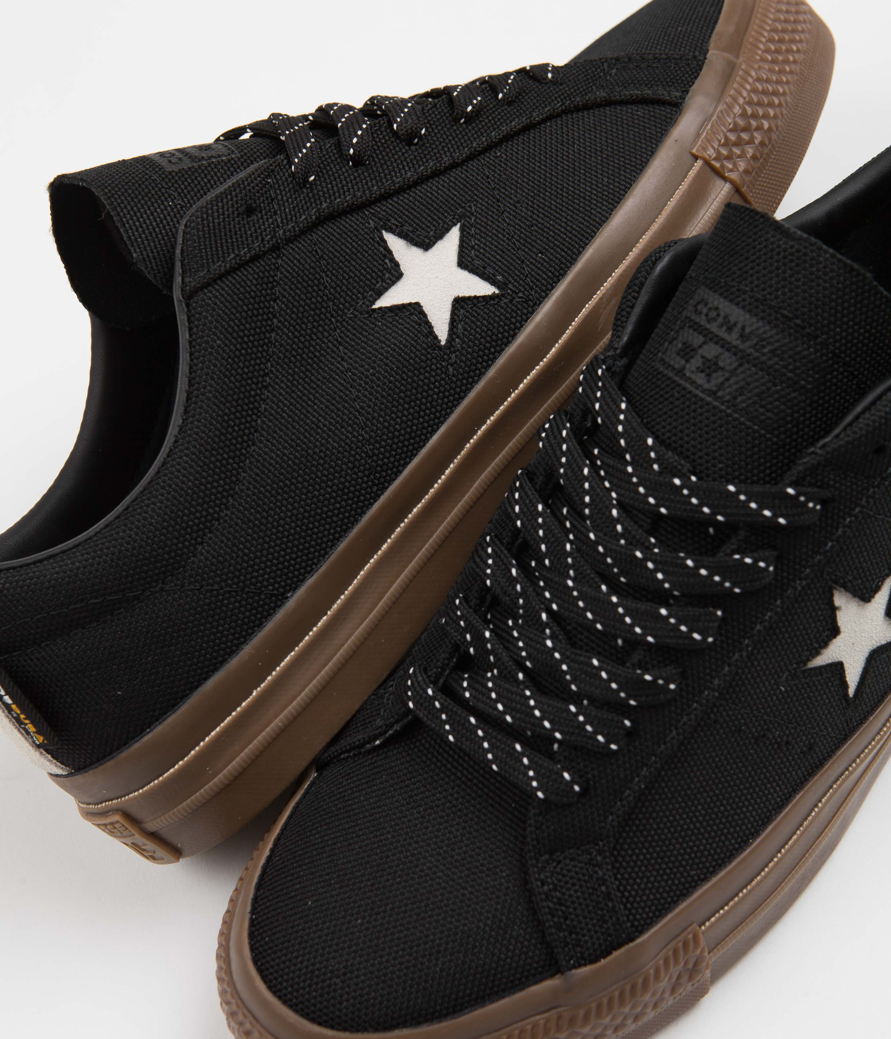 Converse One Star Pro Cordura Canvas Ox Shoes - Black / White / Dark Gum - Image 3