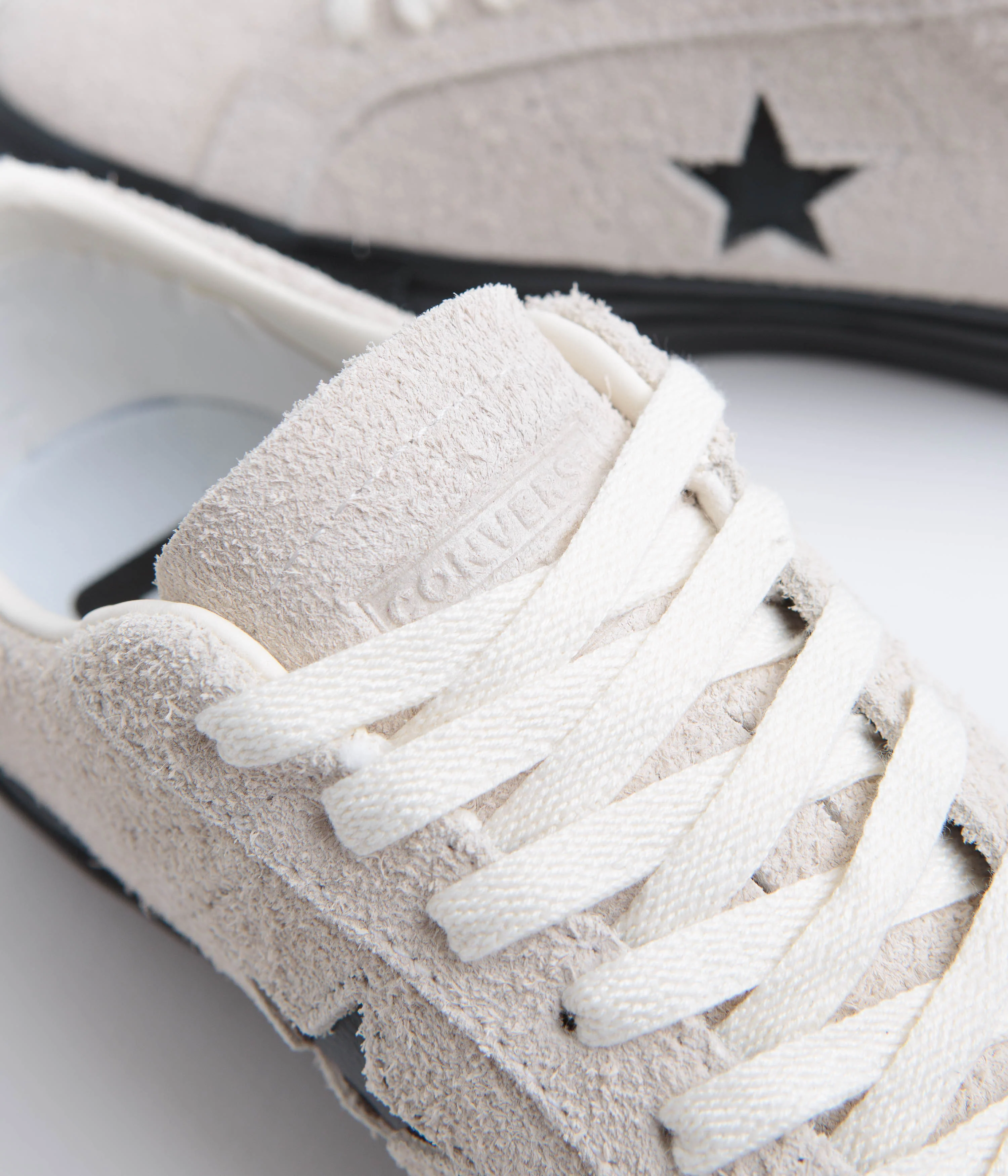 Converse One Star Pro Shaggy Suede Shoes - Egret / Egret / Black - Image 3