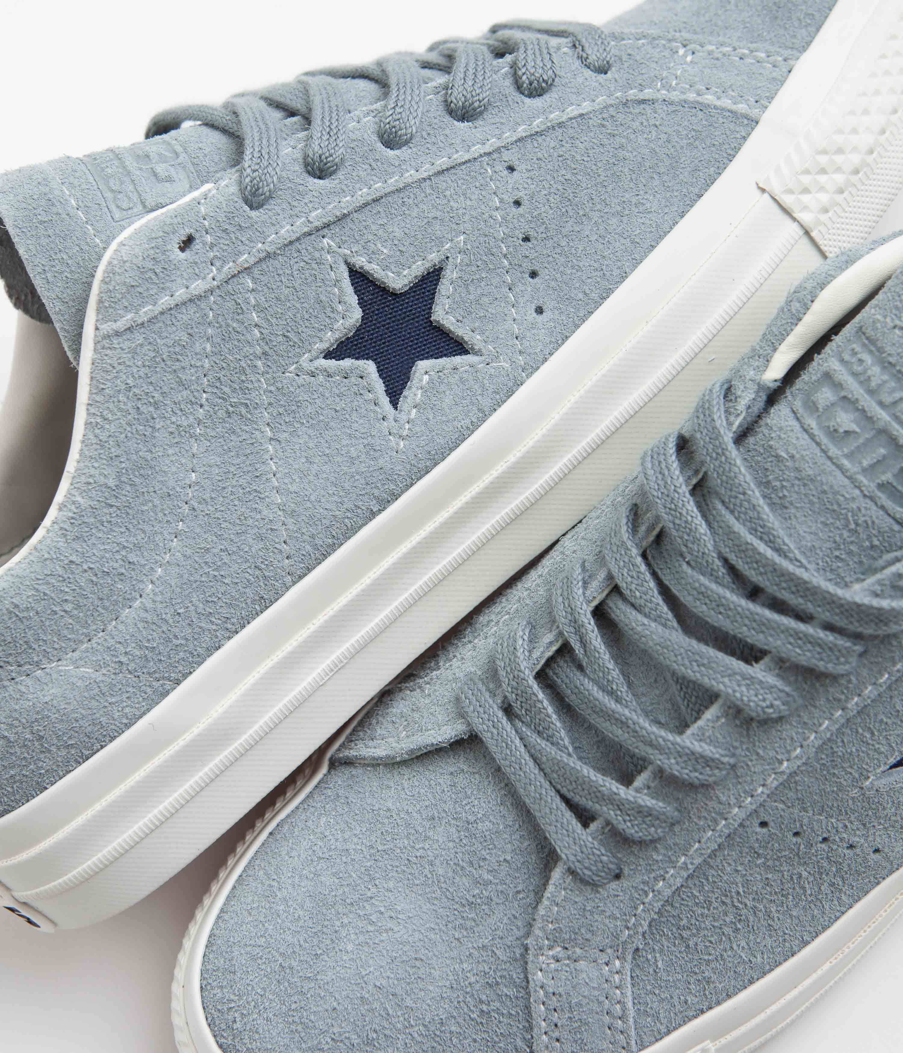 Converse One Star Pro Vintage Suede Ox Shoes - Tidepool Grey / Navy / Egret - Image 3
