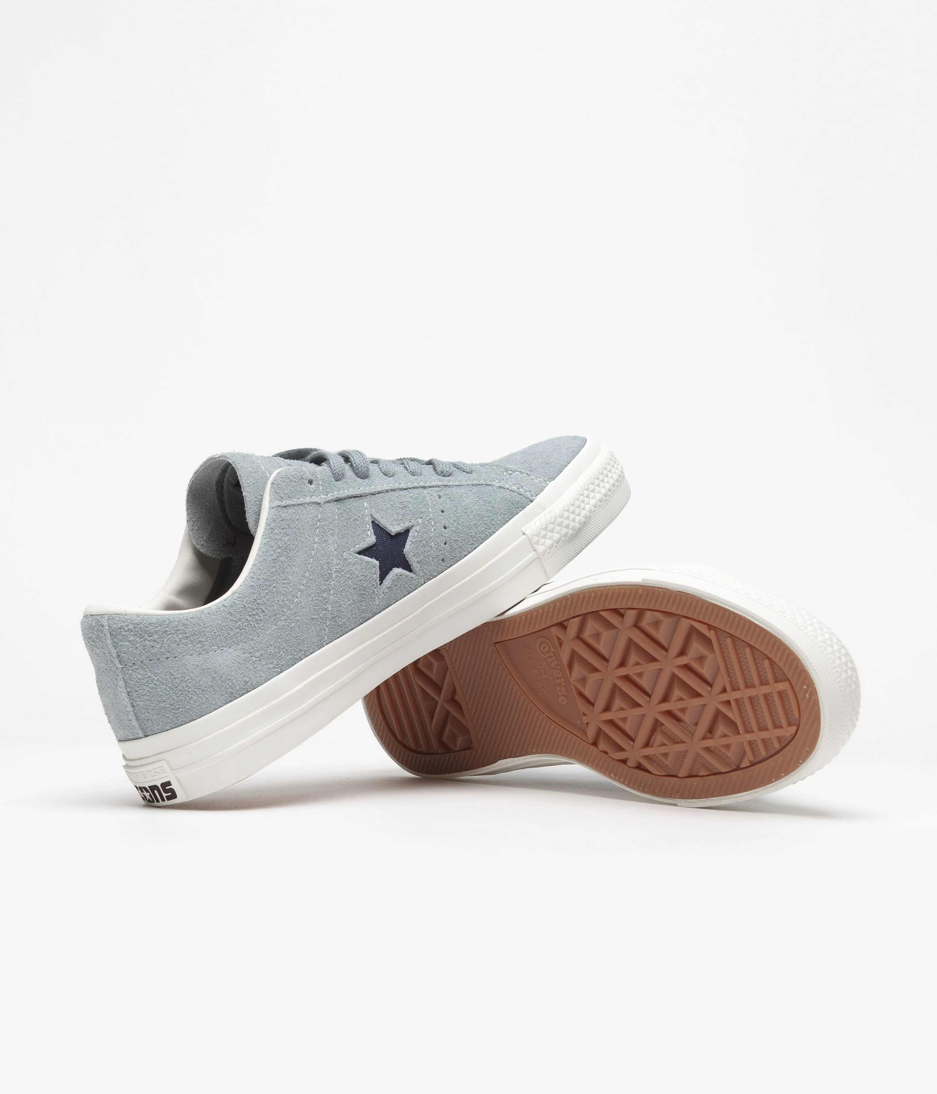 Converse One Star Pro Vintage Suede Ox Shoes - Tidepool Grey / Navy / Egret - Image 5