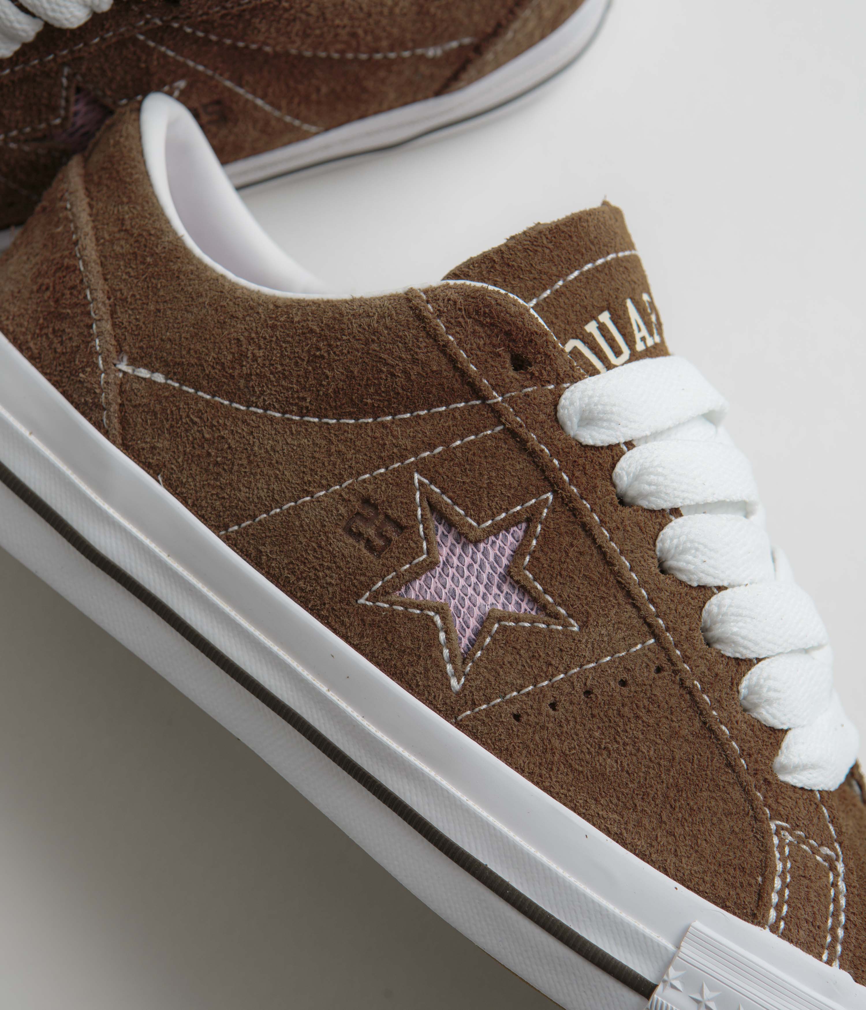 Converse x Quartersnacks One Star Pro Ox Shoes - Dark Clove / White / Cherry - Image 3