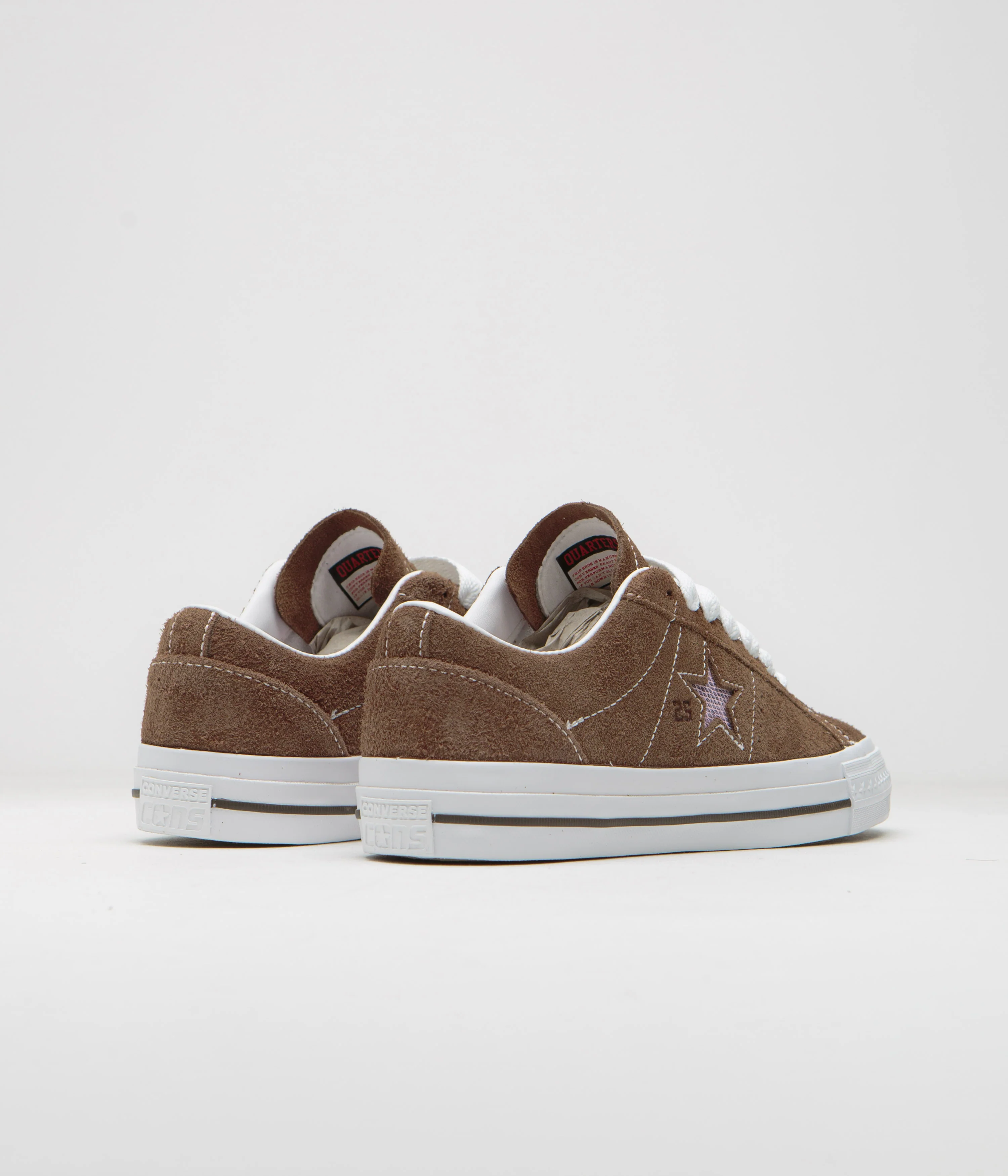 Converse x Quartersnacks One Star Pro Ox Shoes - Dark Clove / White / Cherry - Image 4