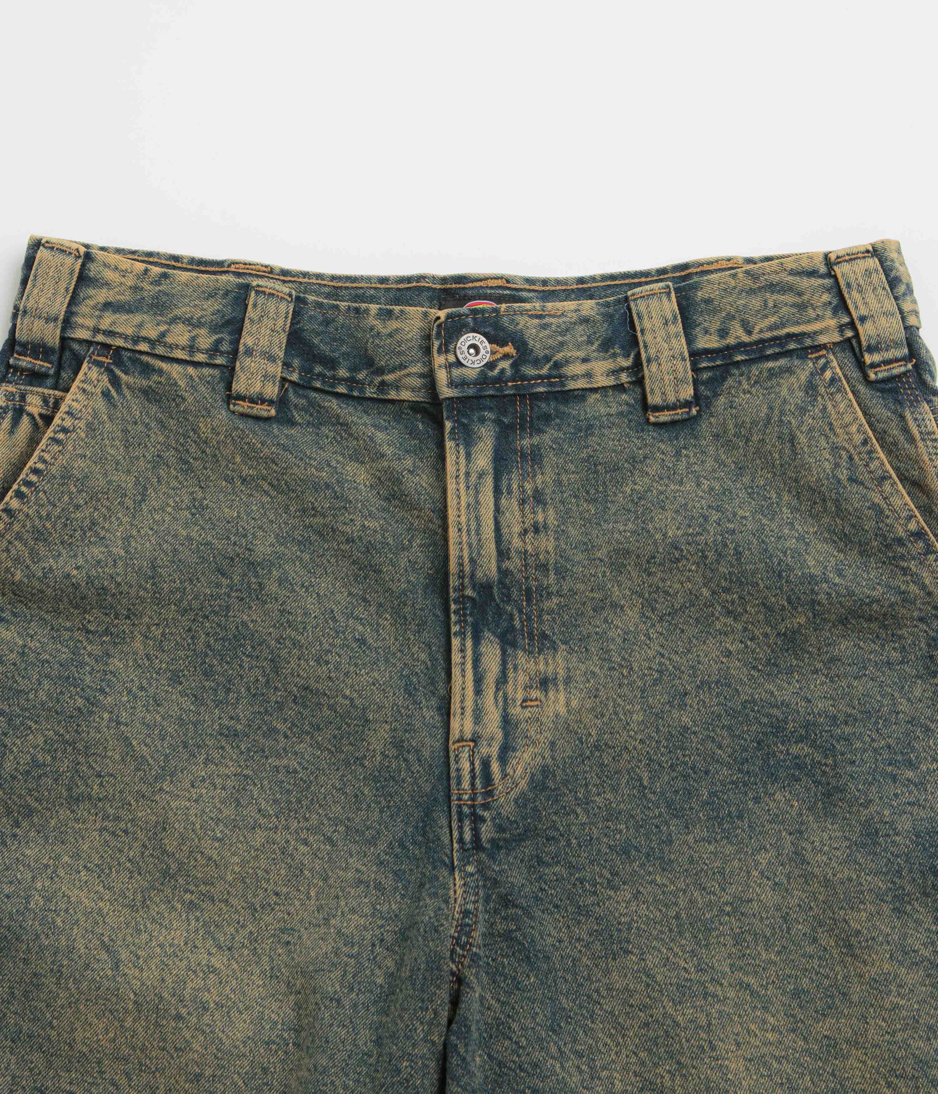 Dickies Madison Denim Shorts - Yellow Fade Indigo - Image 4