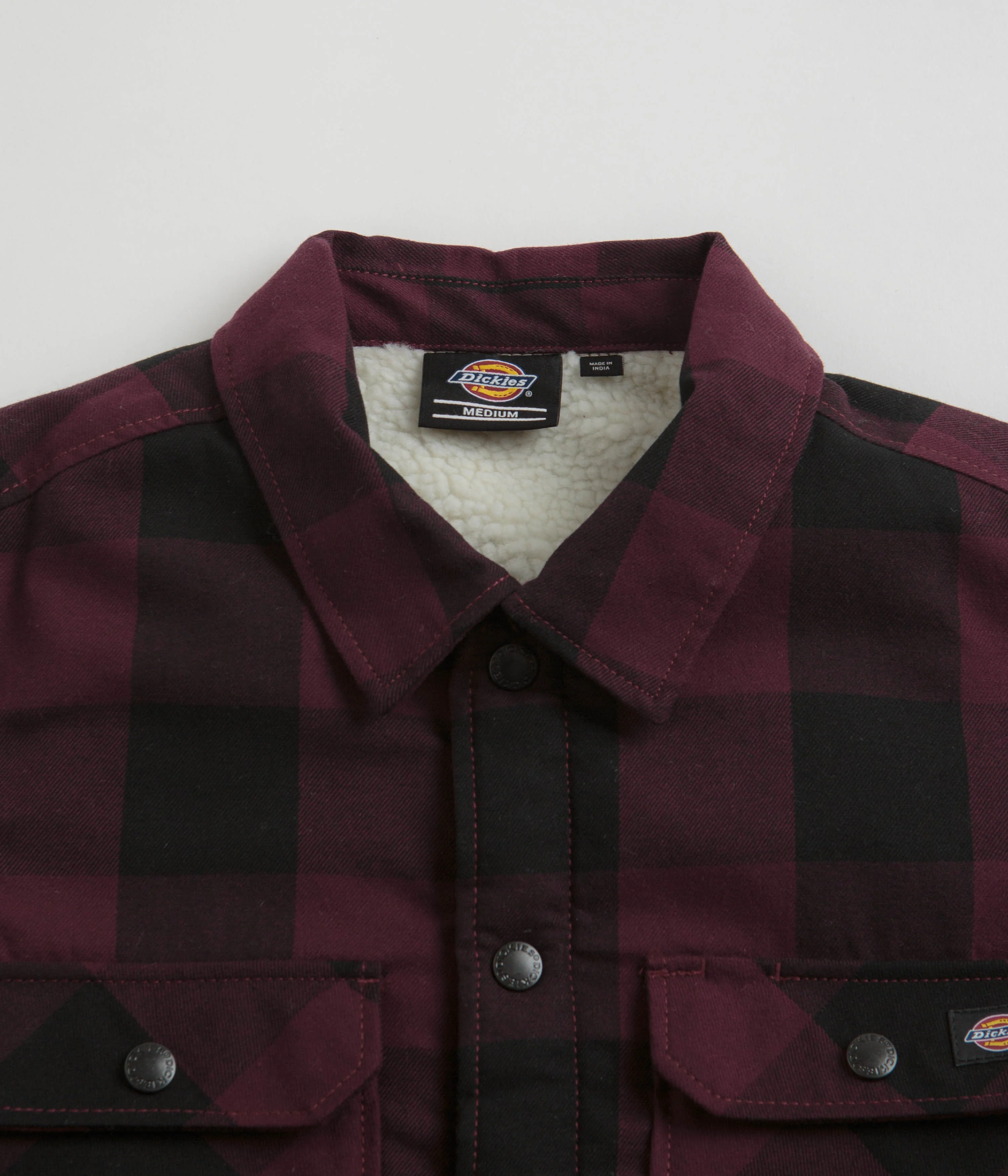 Dickies Sherpa Lined Sacramento Shirt - Maroon - Image 3