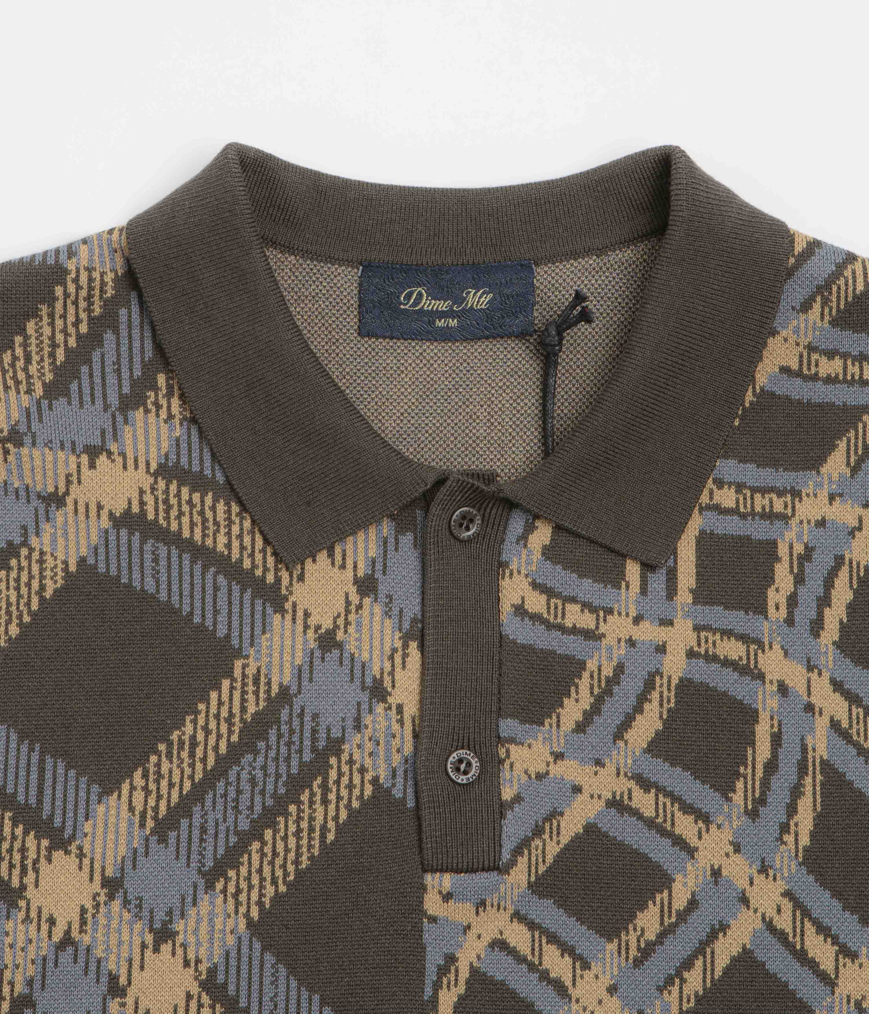Dime Antique Polo Shirt - Brown Multi - Image 2