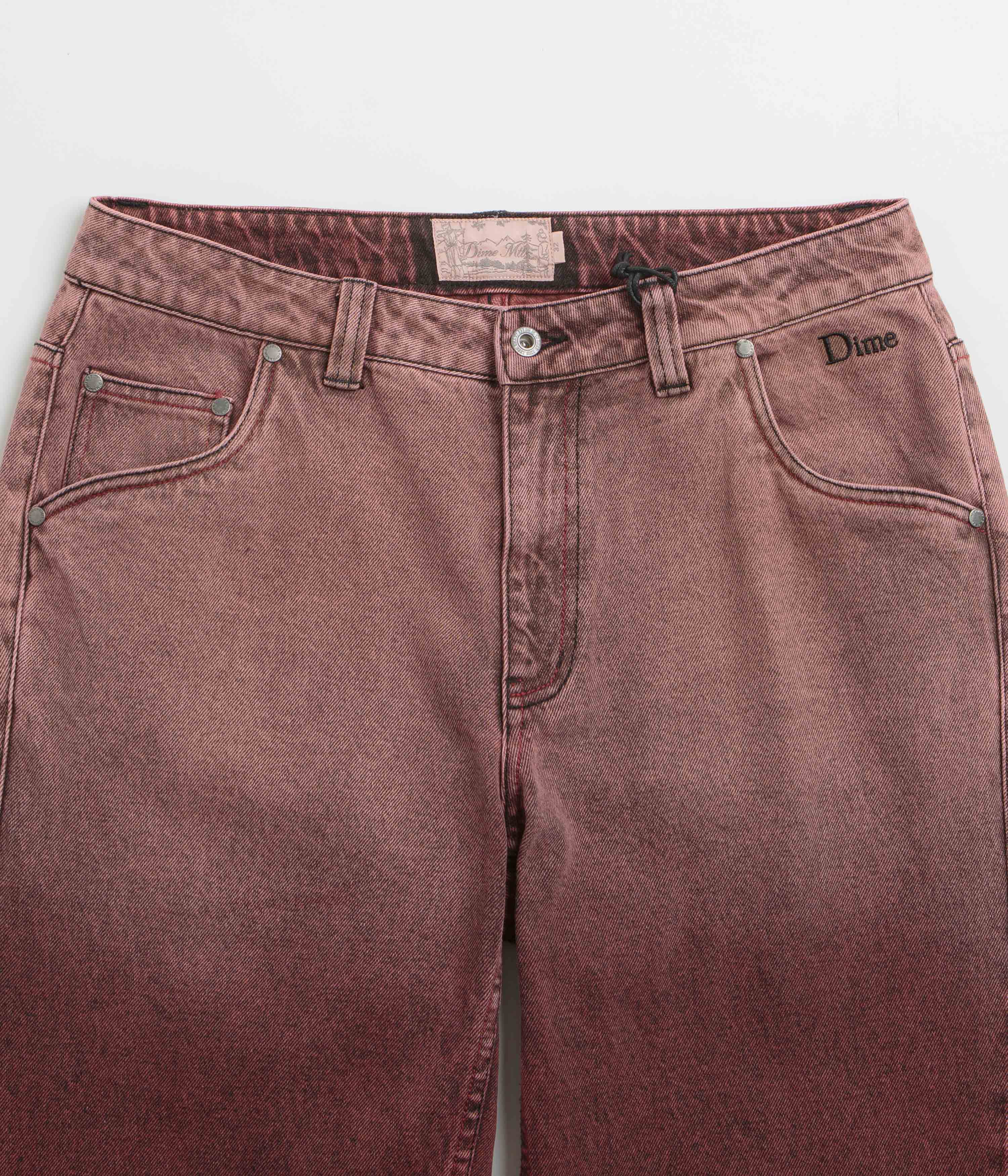 Dime Classic Relaxed Jeans - Dipped Sandblasted Burgundy - Image 4