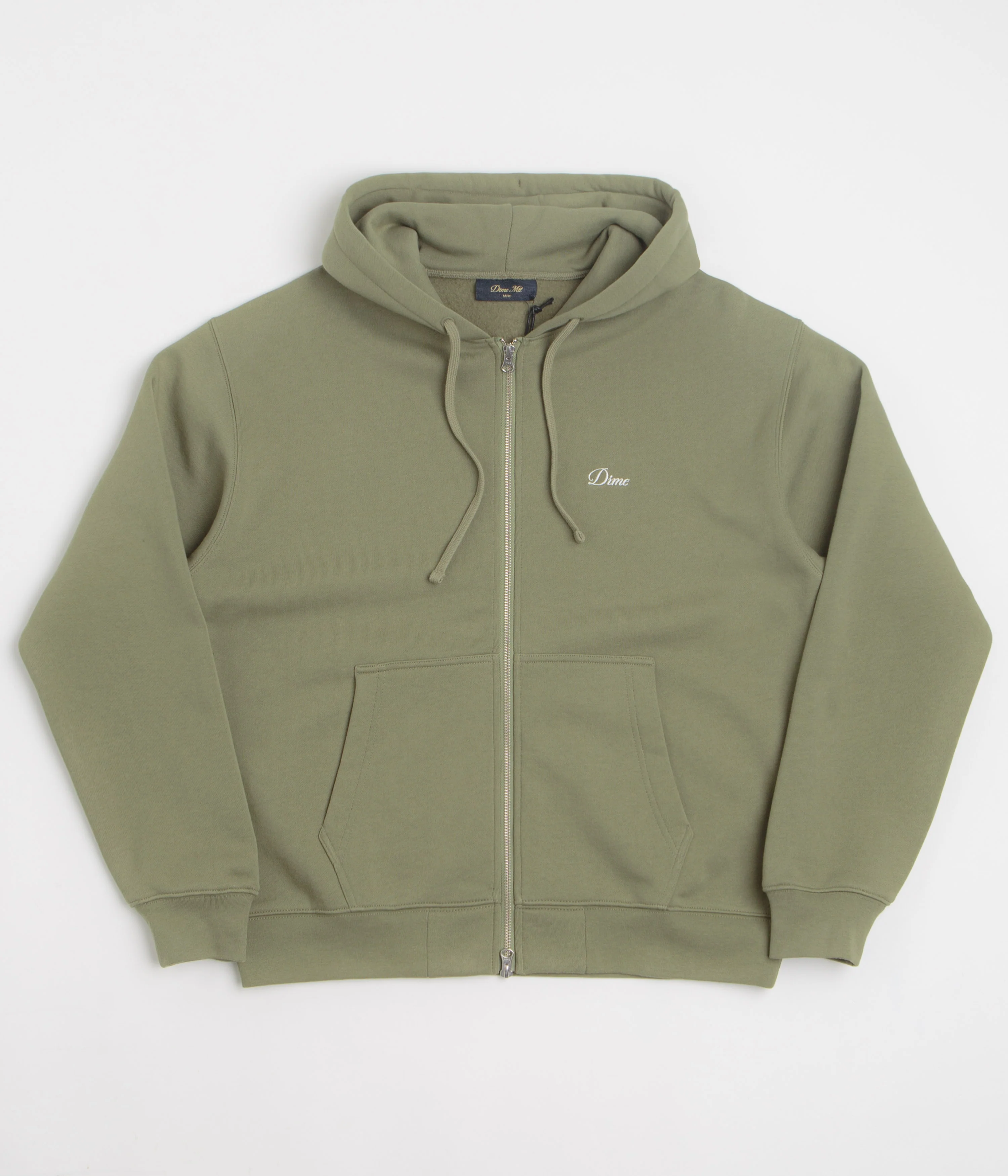 Dime Cursive Full Zip Hoodie - Army Green