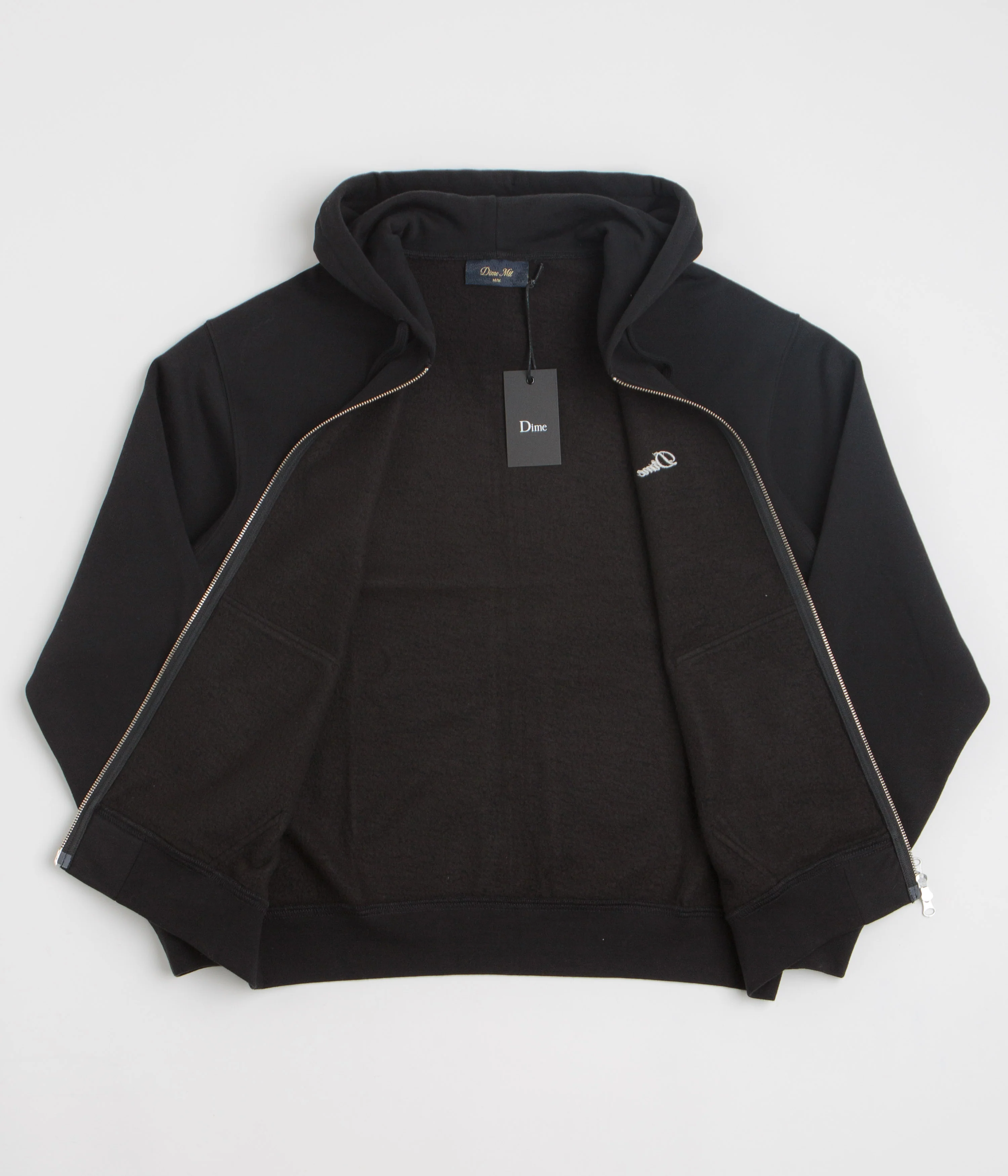 Dime Cursive Full Zip Hoodie - Black - Image 2