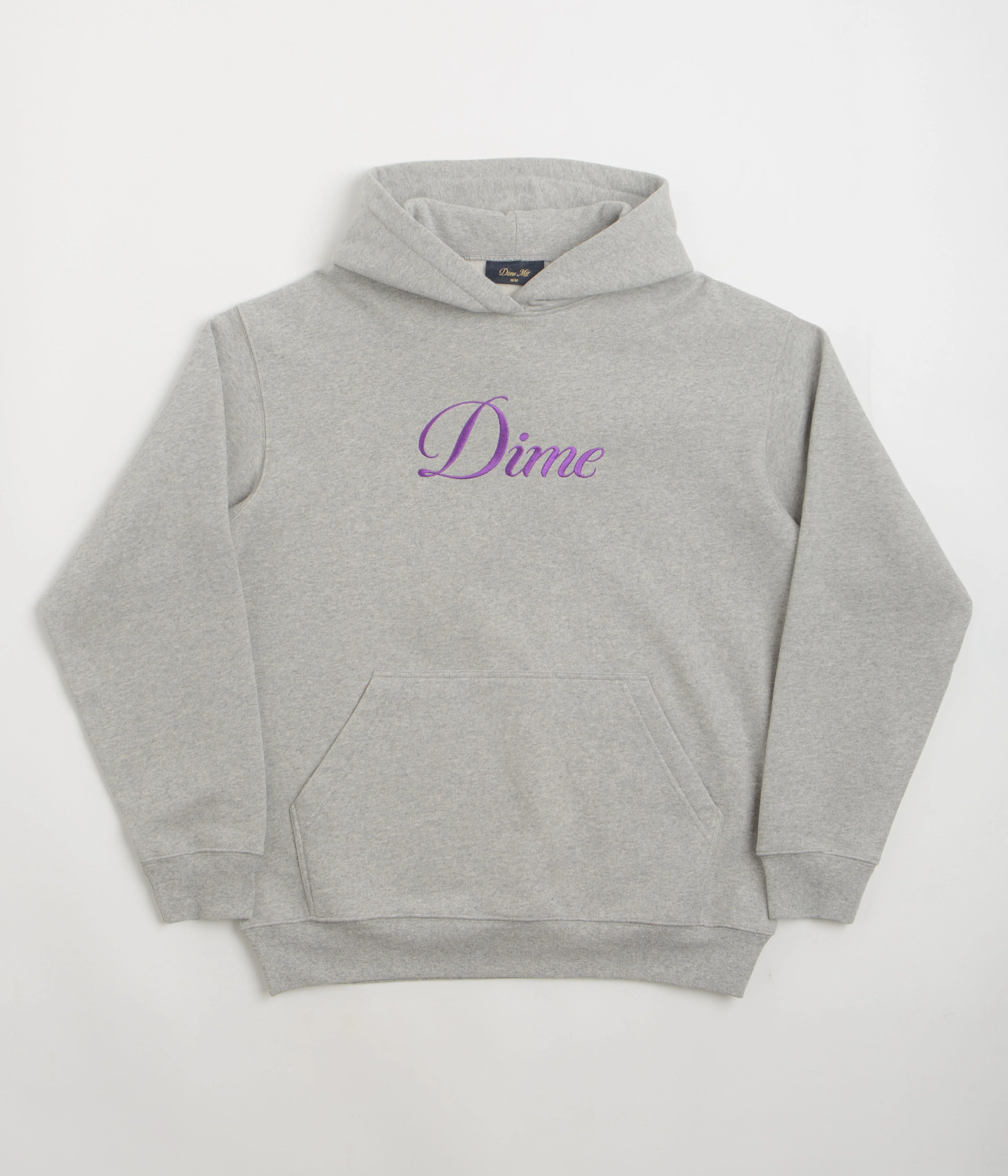 Dime Cursive Hoodie - Heather Grey - Pink