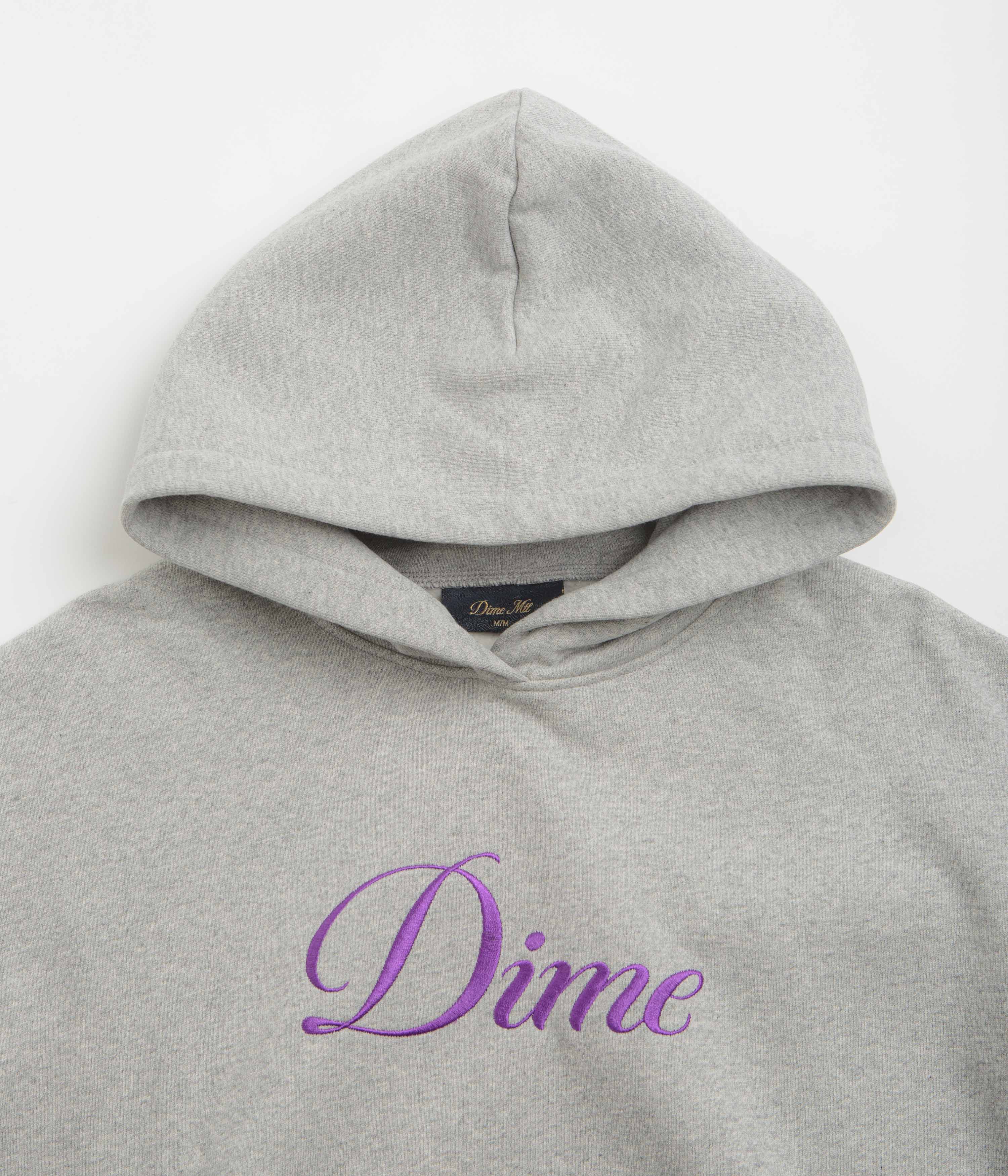 Dime Cursive Hoodie - Heather Grey - Pink - Image 2