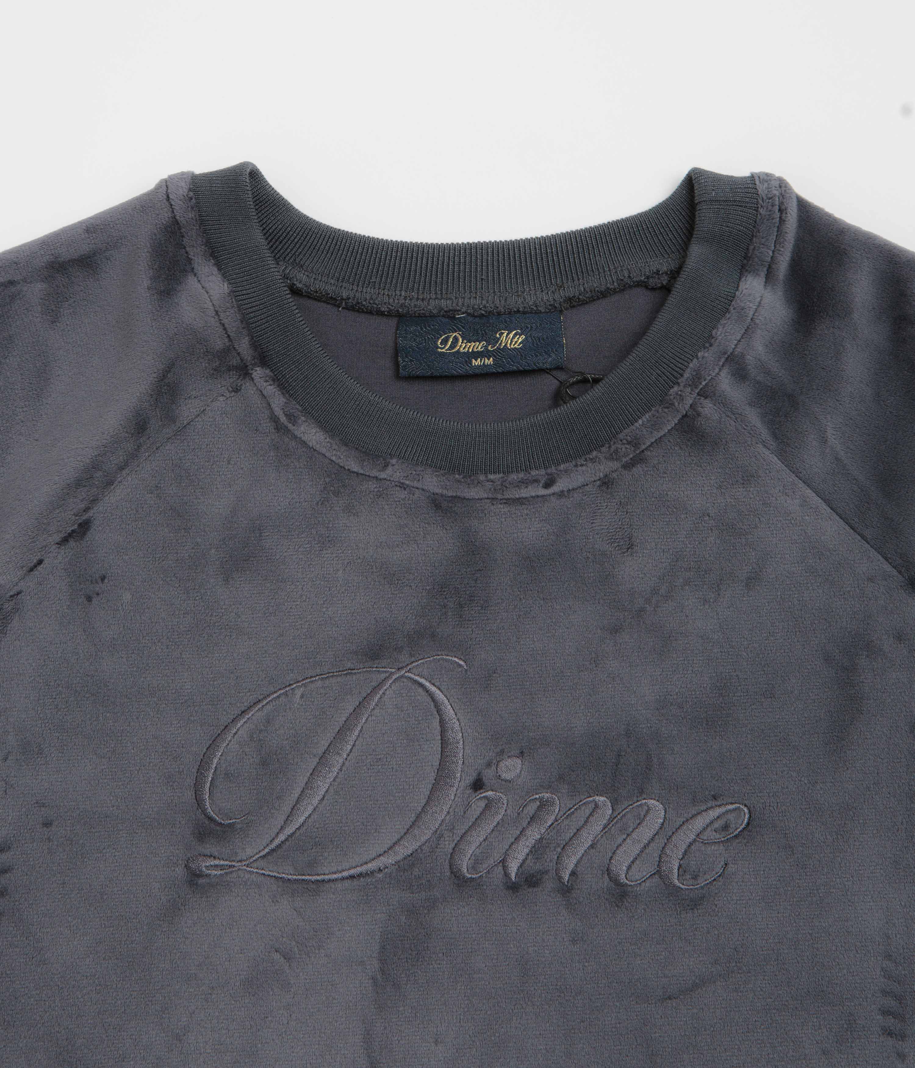 Dime Cursive Velvet Crewneck Sweatshirt - Smoke - Image 3