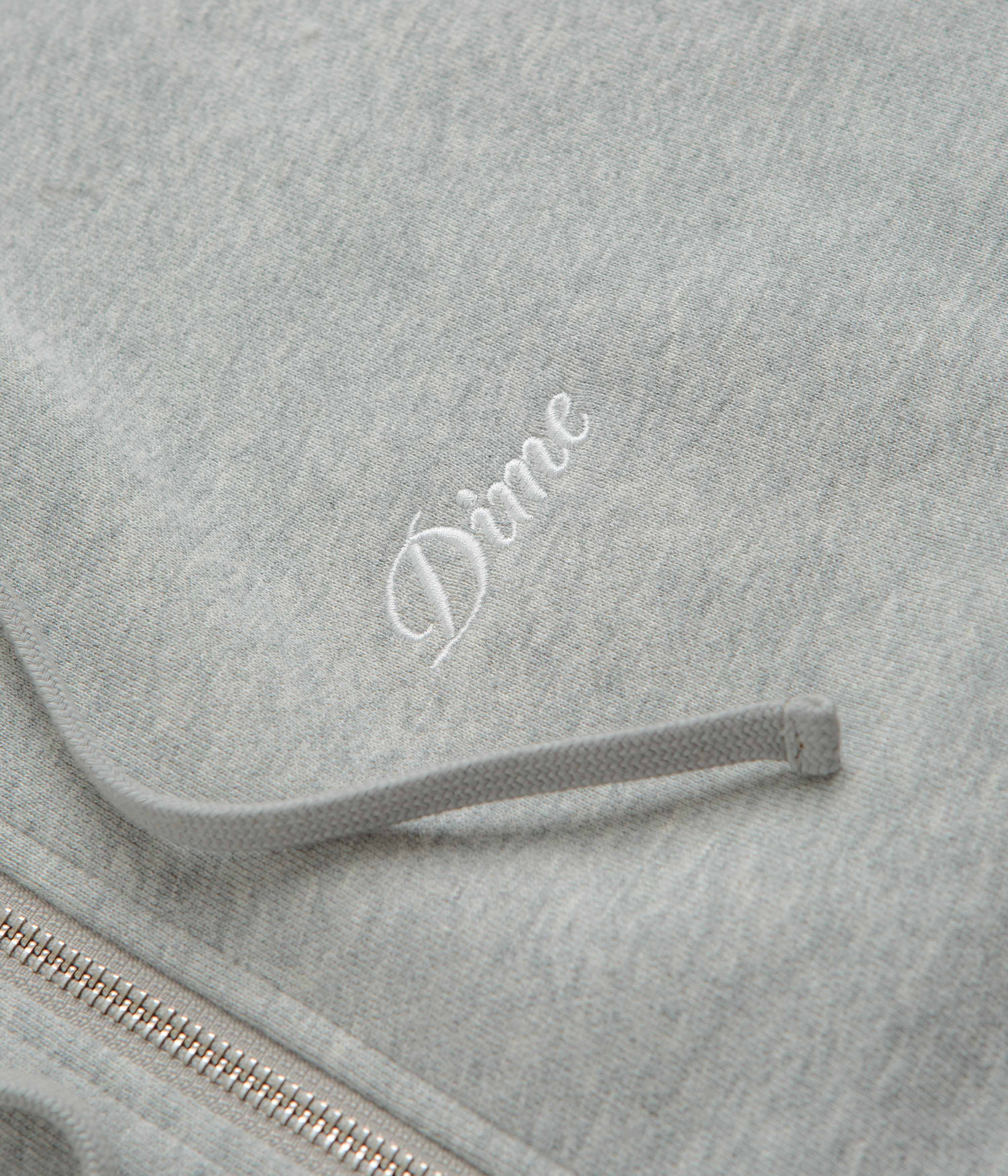 Dime Cursive Zip Hoodie - Heather Grey - Image 3