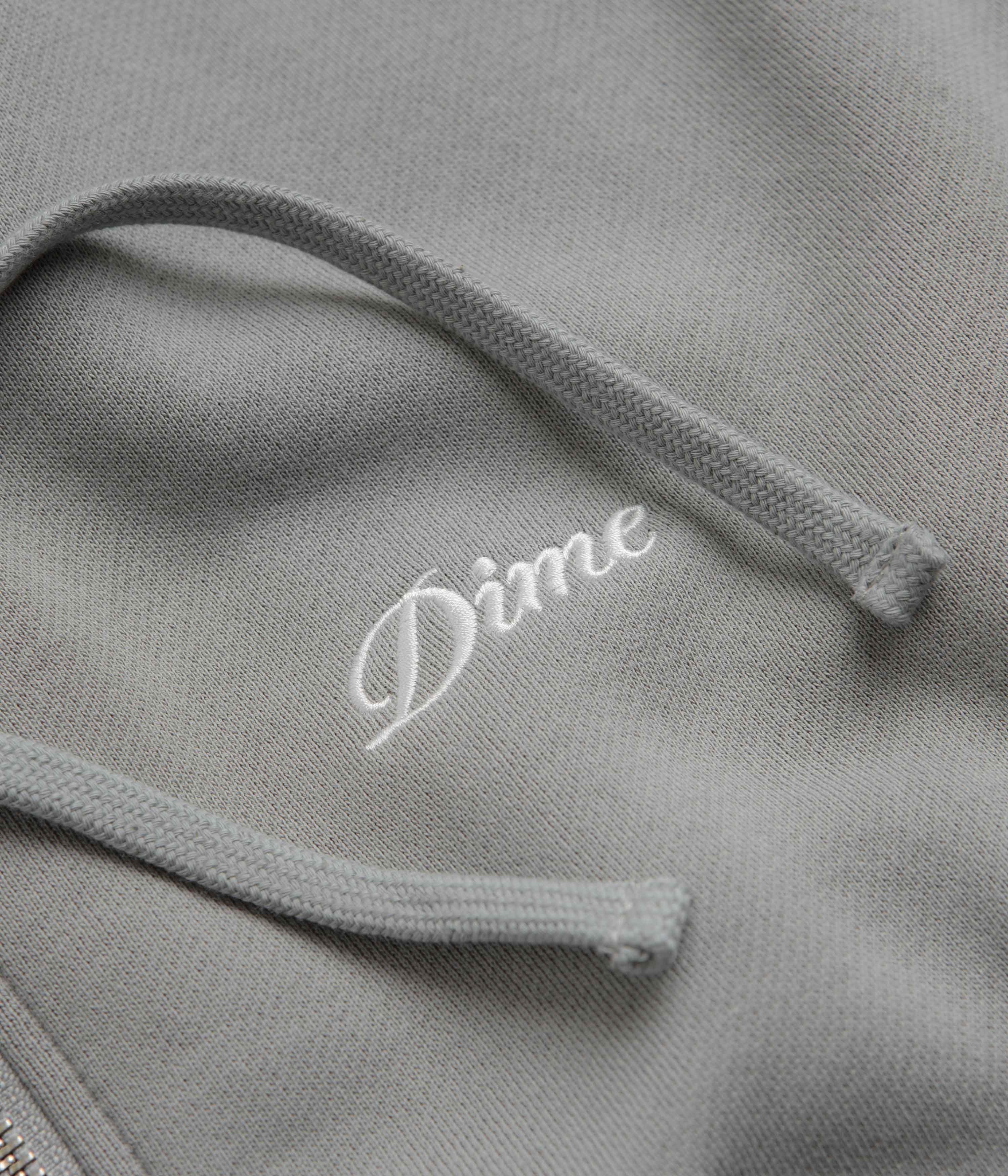 Dime Cursive Zip Hoodie - Stone Silver - Image 3