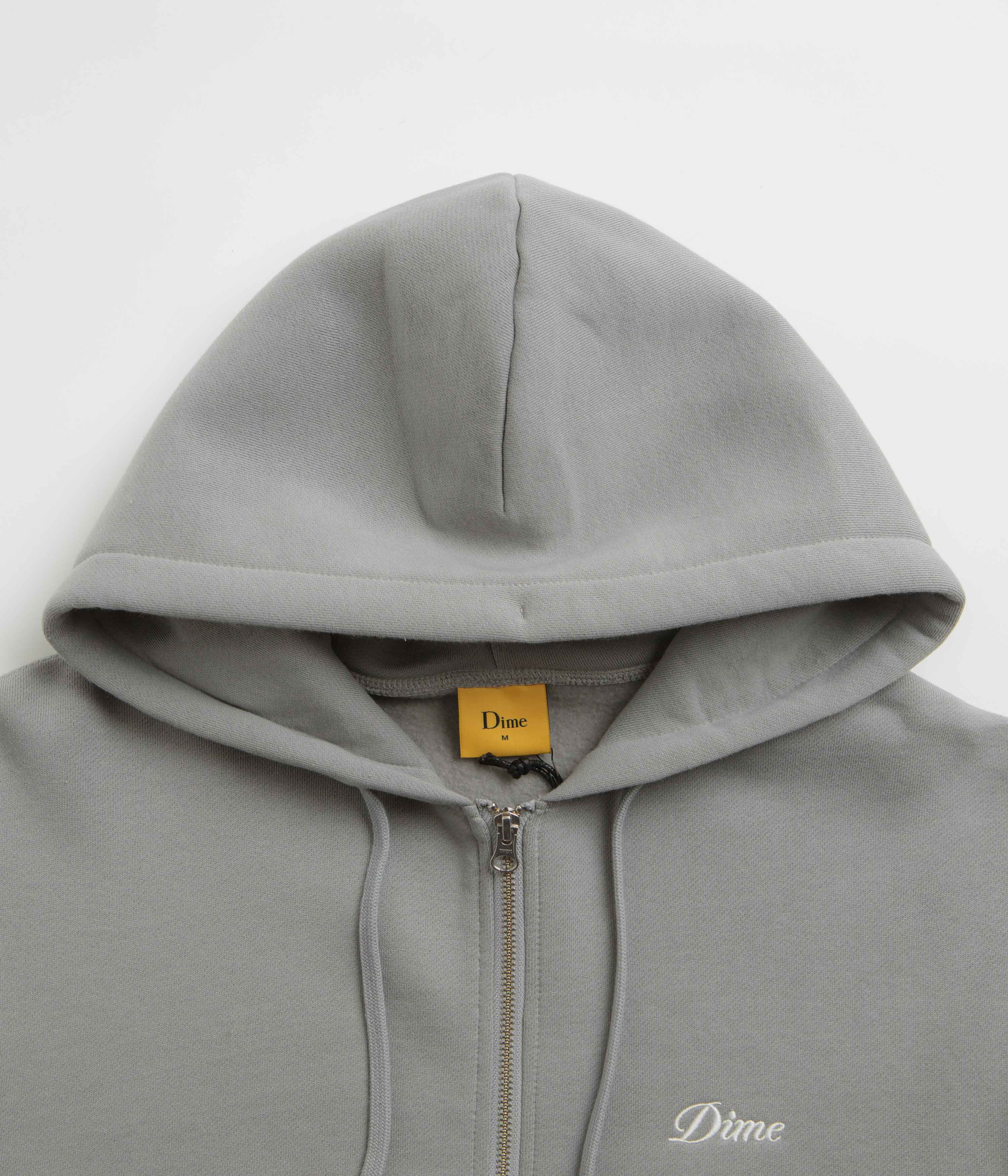 Dime Cursive Zip Hoodie - Stone Silver - Image 4